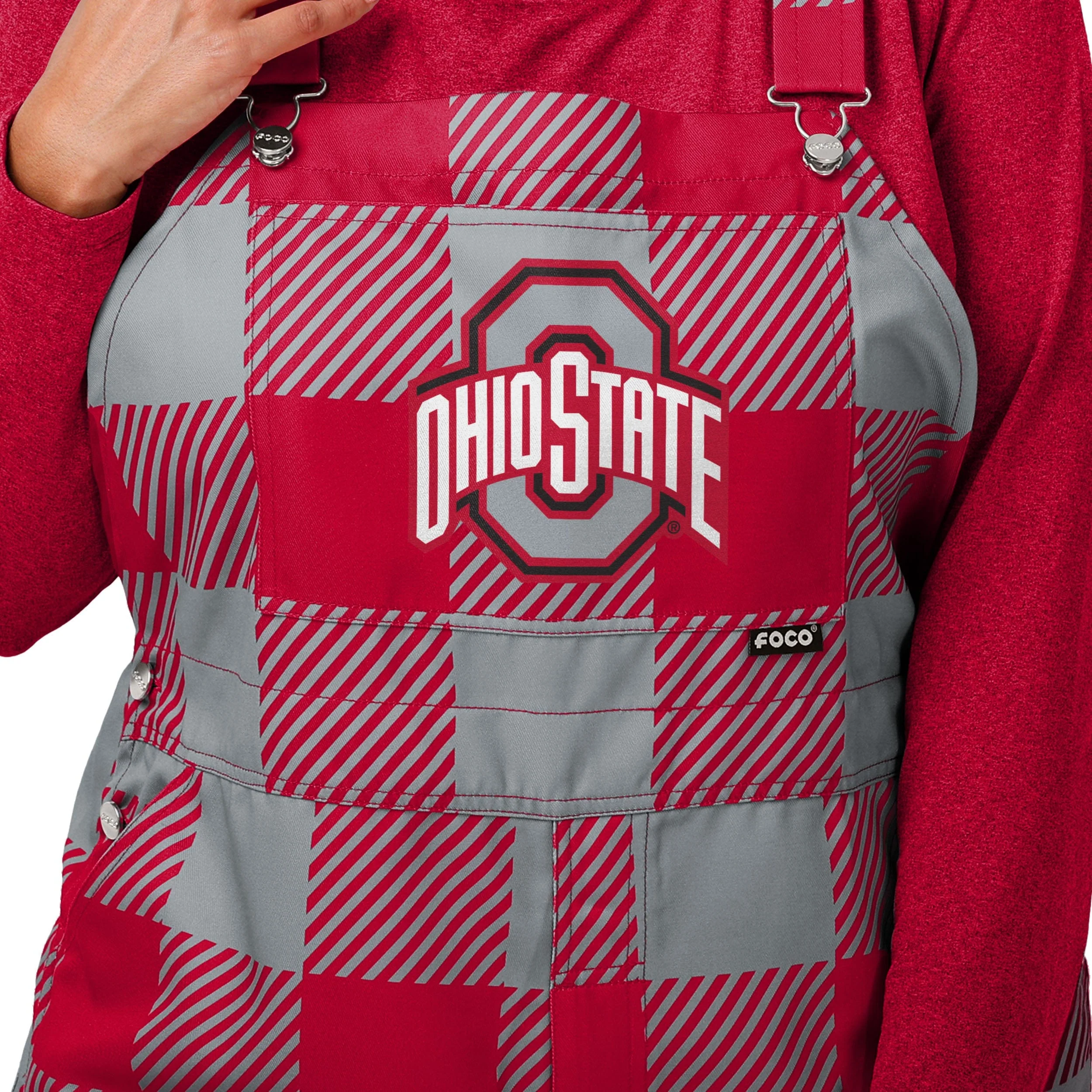 Ohio State Buckeyes NCAA Womens Plaid Bib Overalls - Image 4