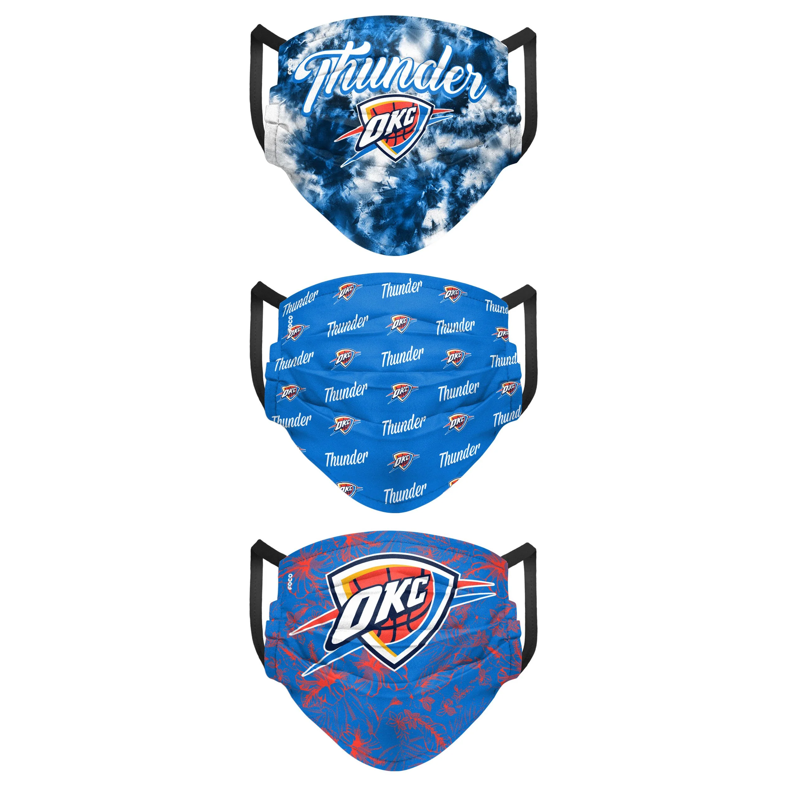 Oklahoma City Thunder NBA Womens Matchday 3 Pack Face Cover - Image 2