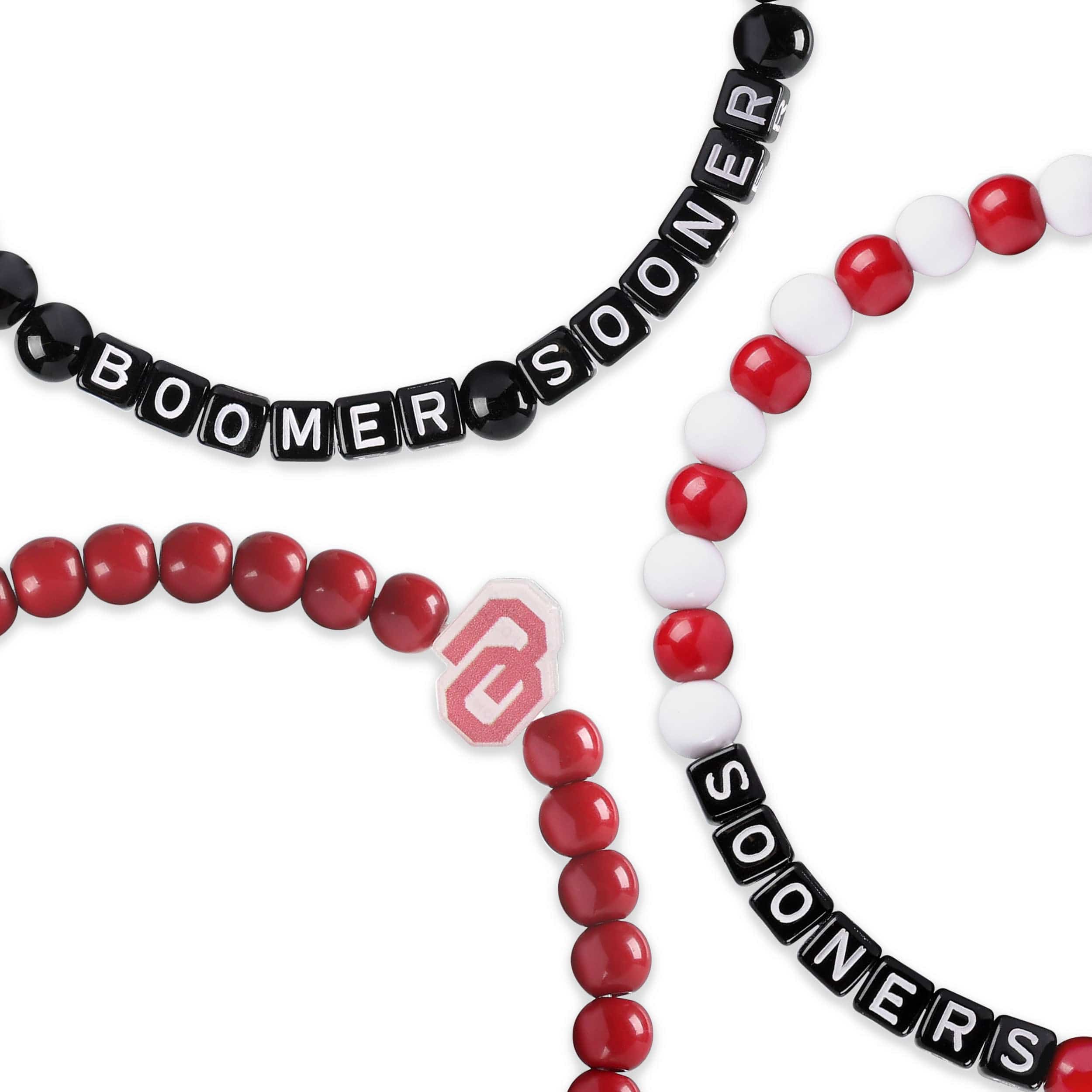 Oklahoma Sooners NCAA 3 Pack Beaded Friendship Bracelet - Image 2