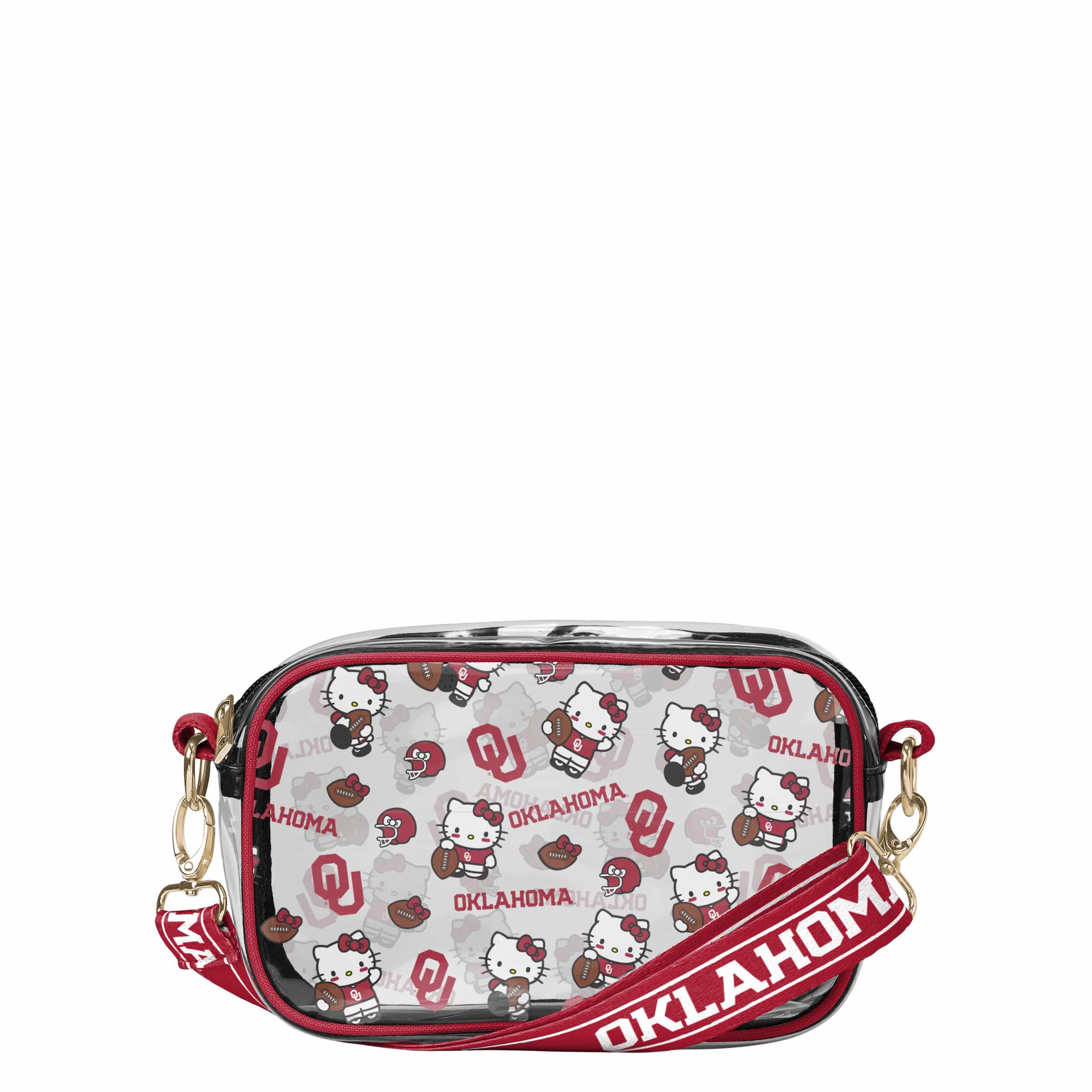 Oklahoma Sooners NCAA Hello Kitty® Clear Crossbody Bag (PREORDER - SHIPS MID JULY)
