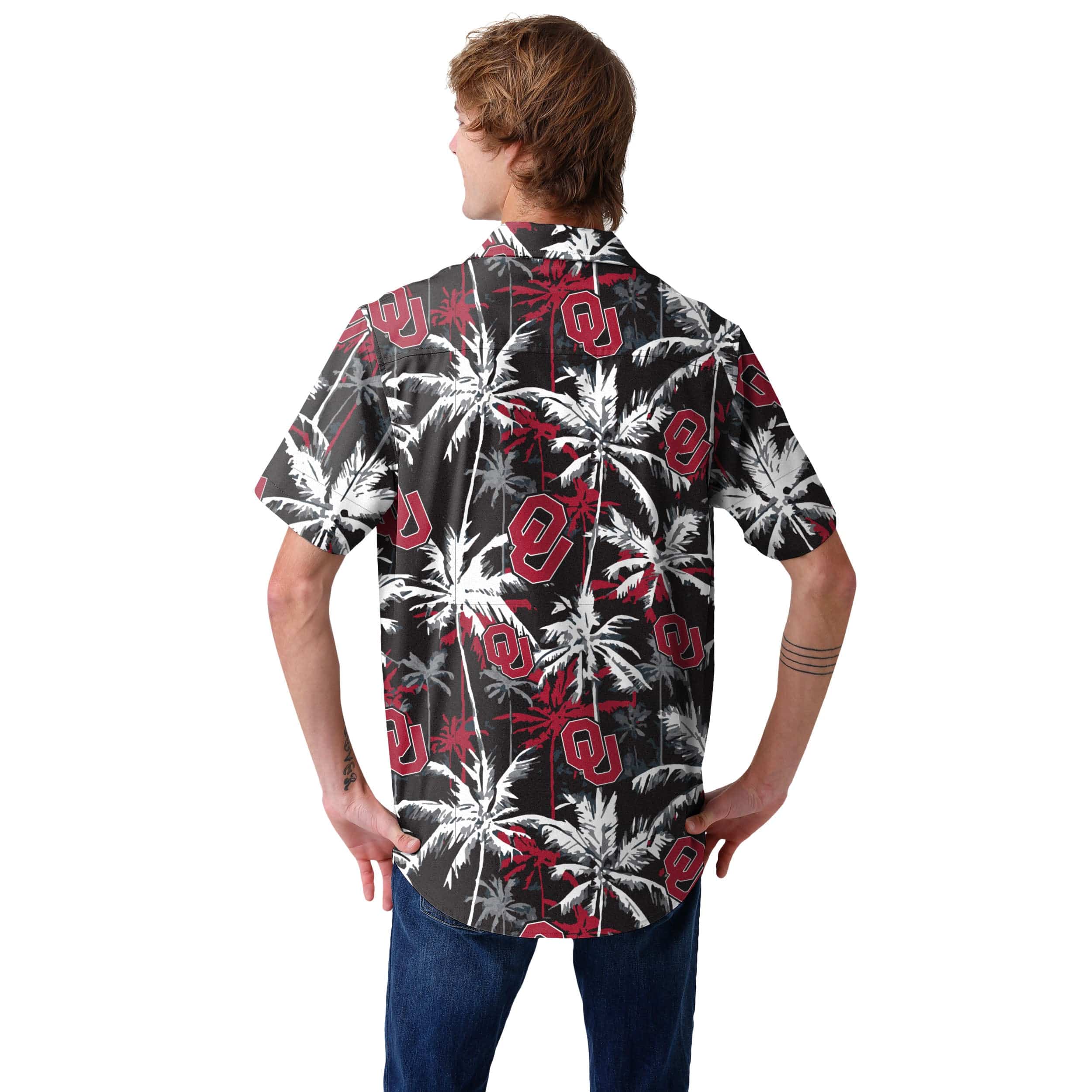 Oklahoma Sooners NCAA Mens Black Floral Button Up Shirt - Image 3