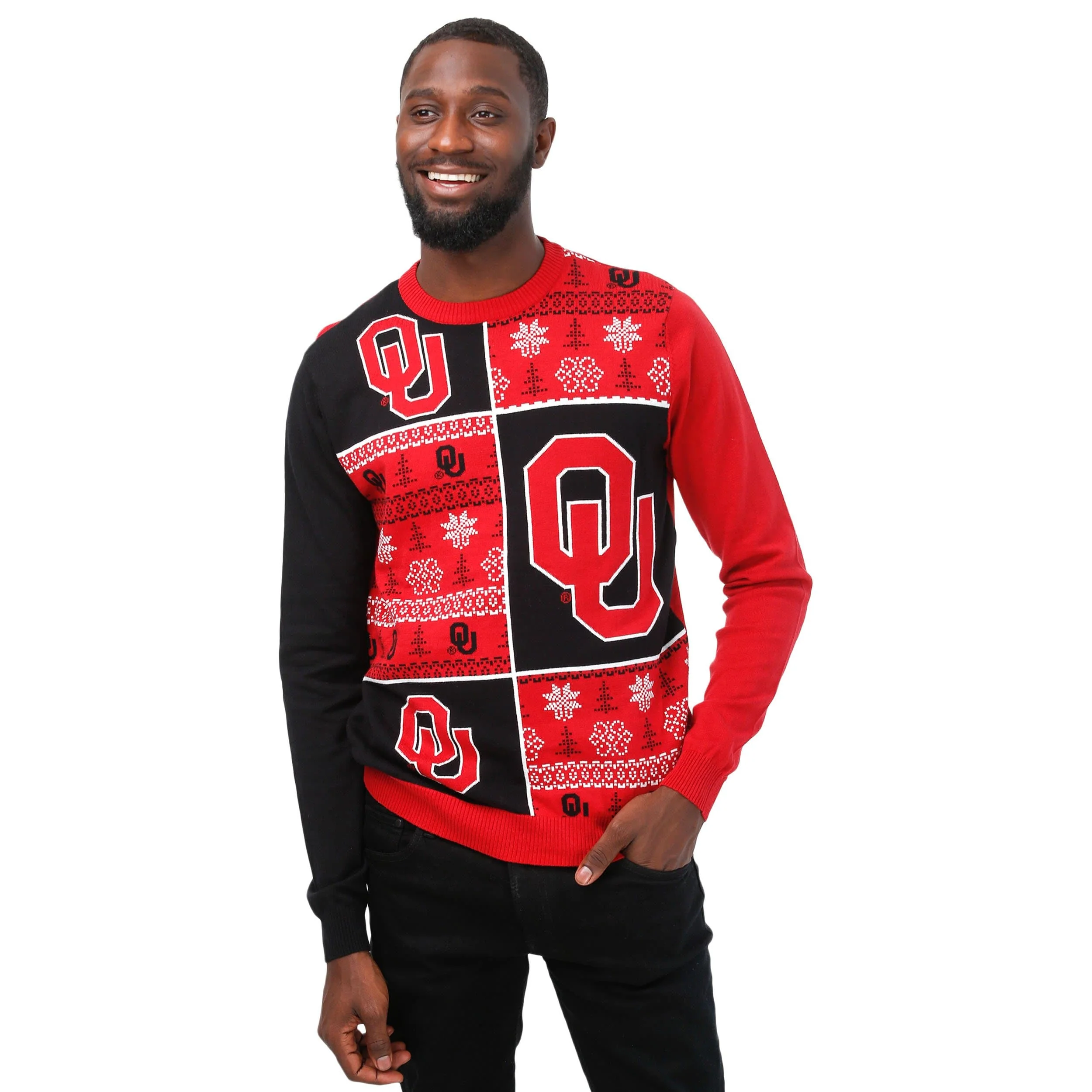 Oklahoma Sooners NCAA Mens Busy Block Snowfall Sweater - Image 2