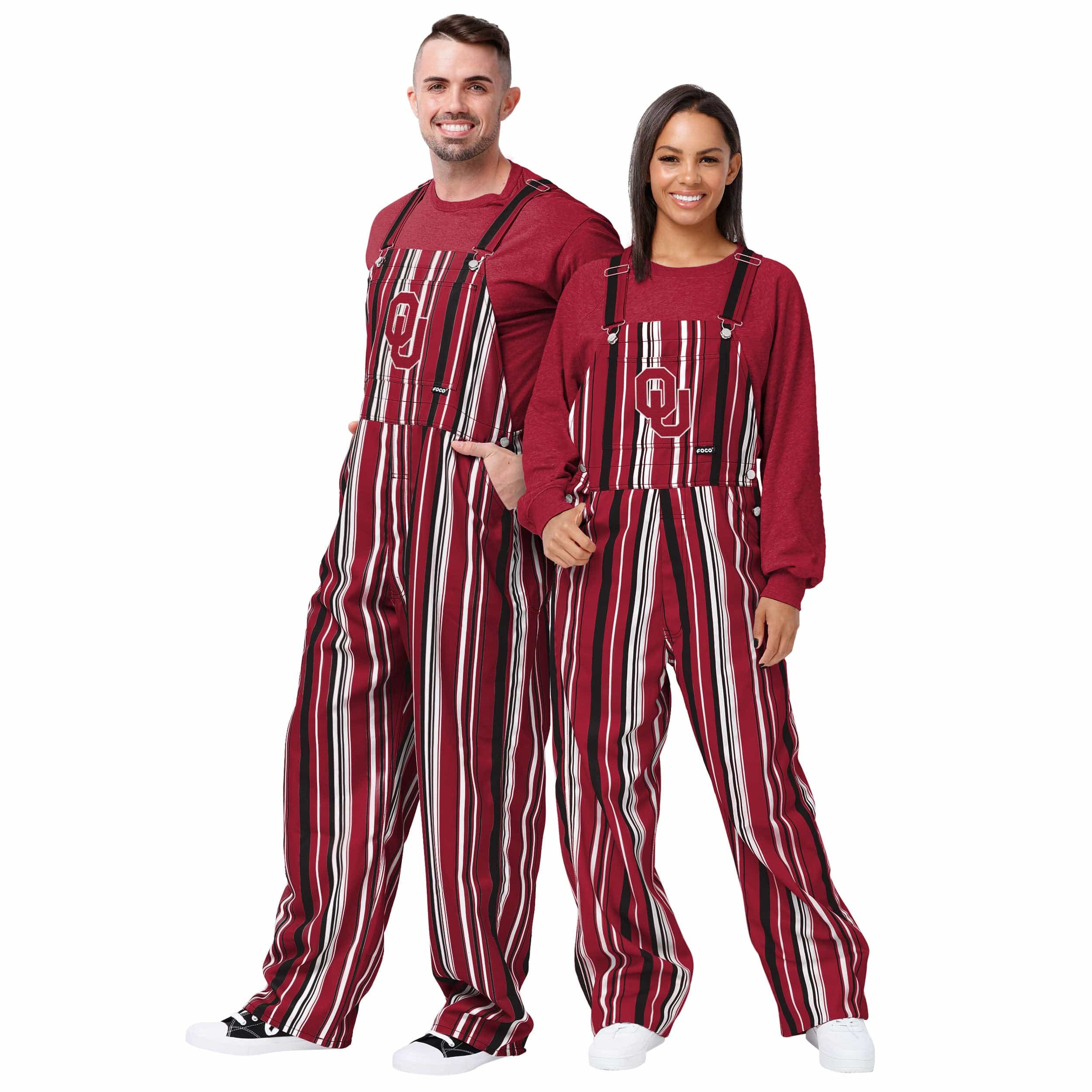 Oklahoma Sooners NCAA Mens Hyper Stripe Bib Overalls - Image 3