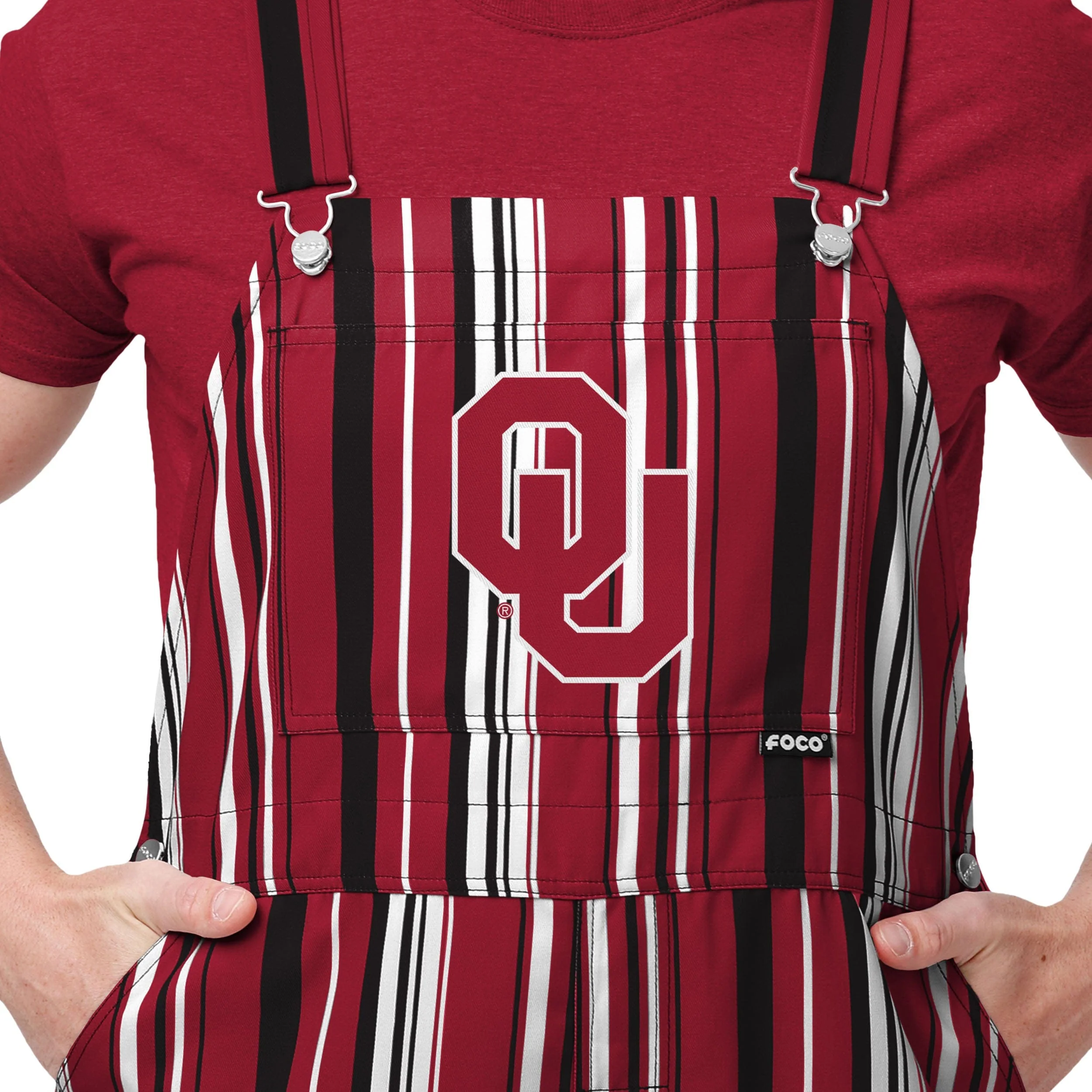 Oklahoma Sooners NCAA Mens Hyper Stripe Bib Overalls - Image 4