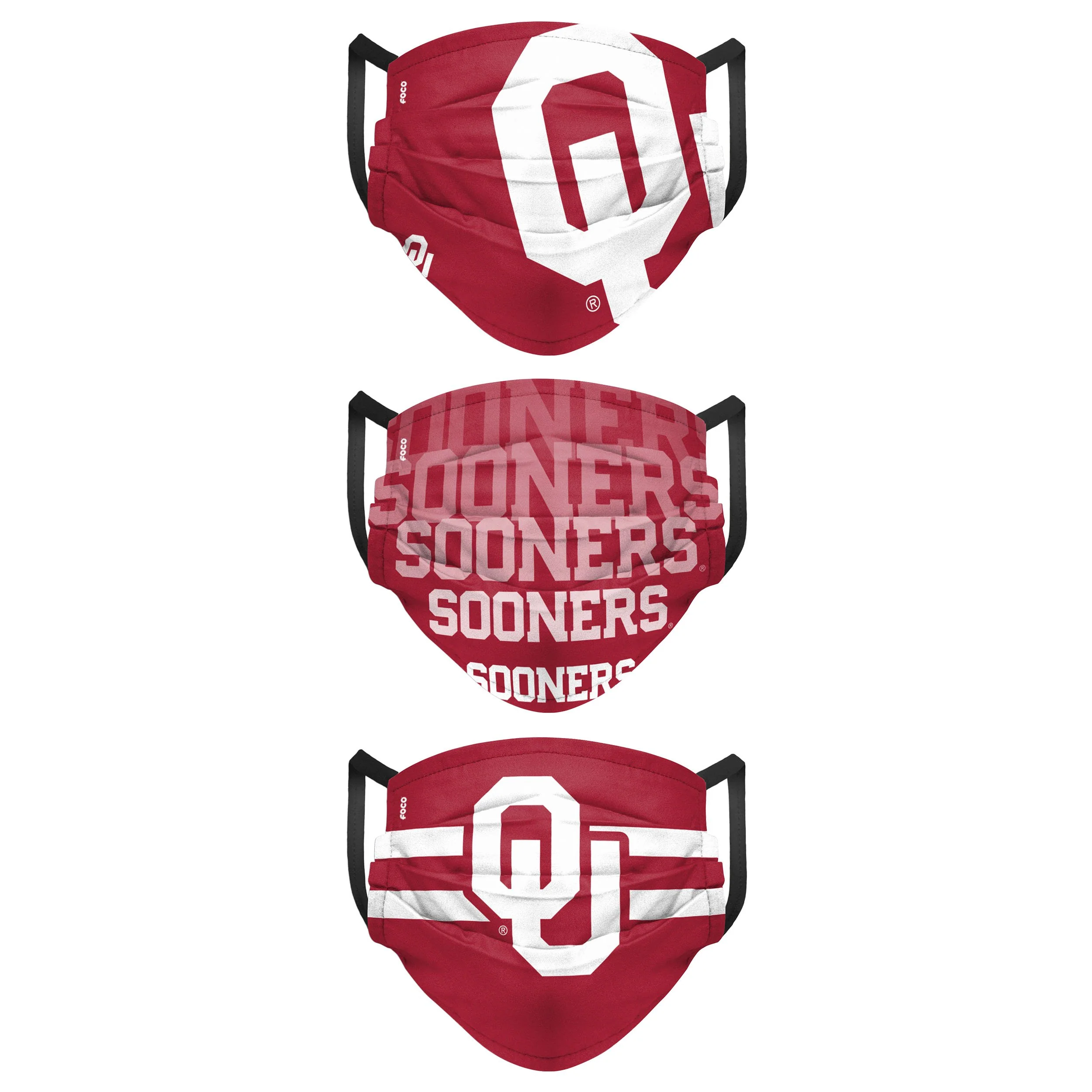Oklahoma Sooners NCAA Mens Matchday 3 Pack Face Cover - Image 2