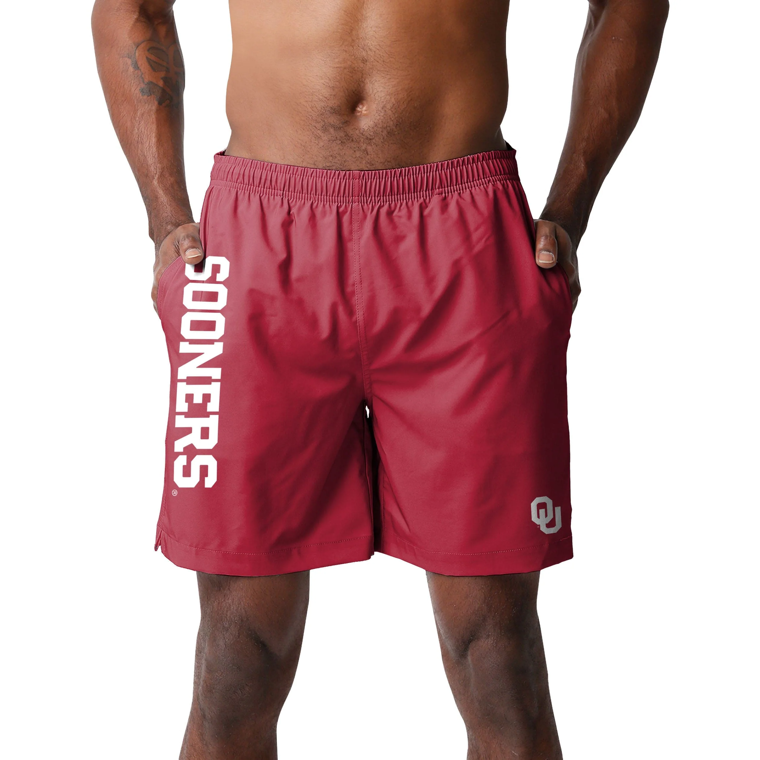 Oklahoma Sooners NCAA Mens Solid Wordmark Traditional Swimming Trunks - Image 2