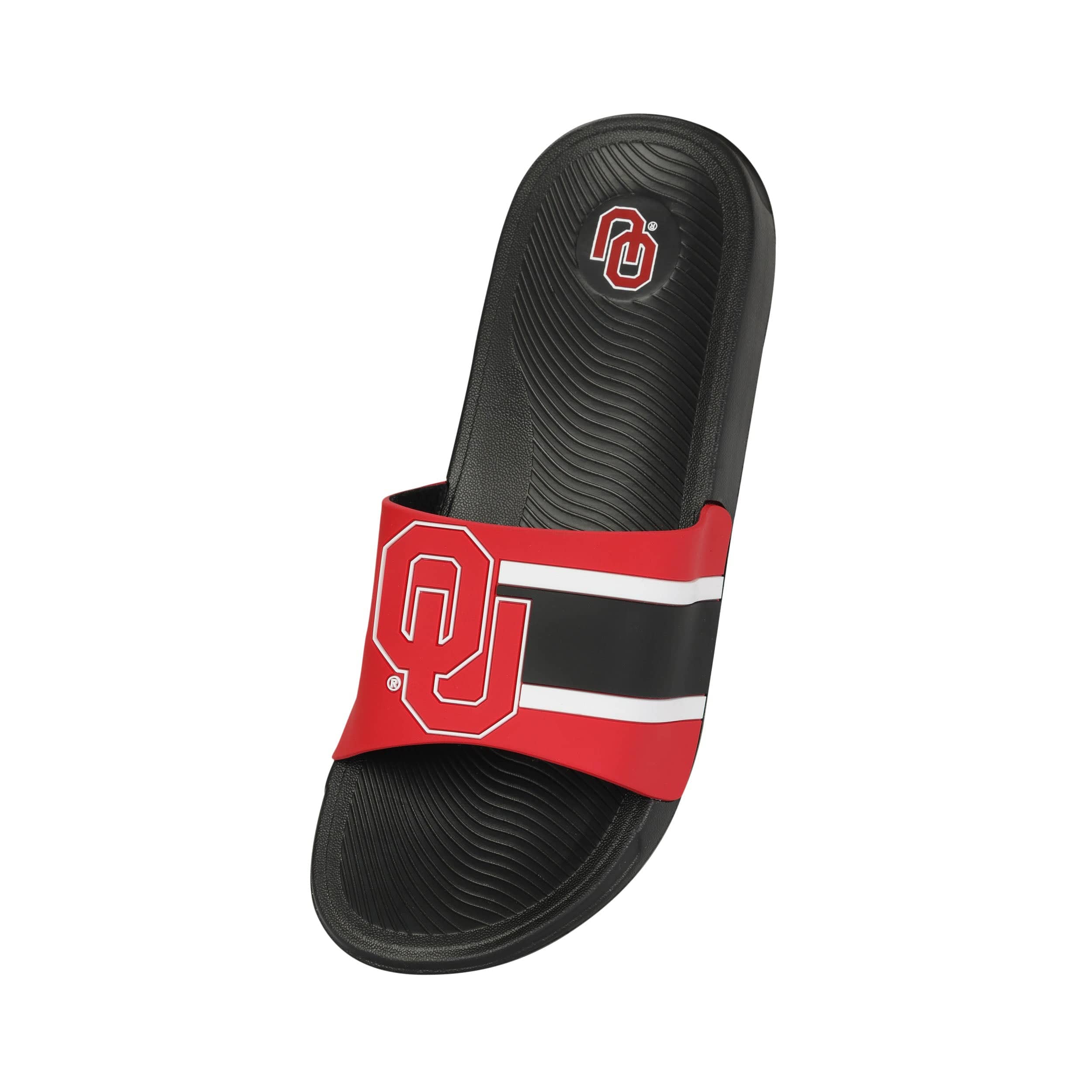 Oklahoma Sooners NCAA Mens Striped Big Logo Raised Slide - Image 3