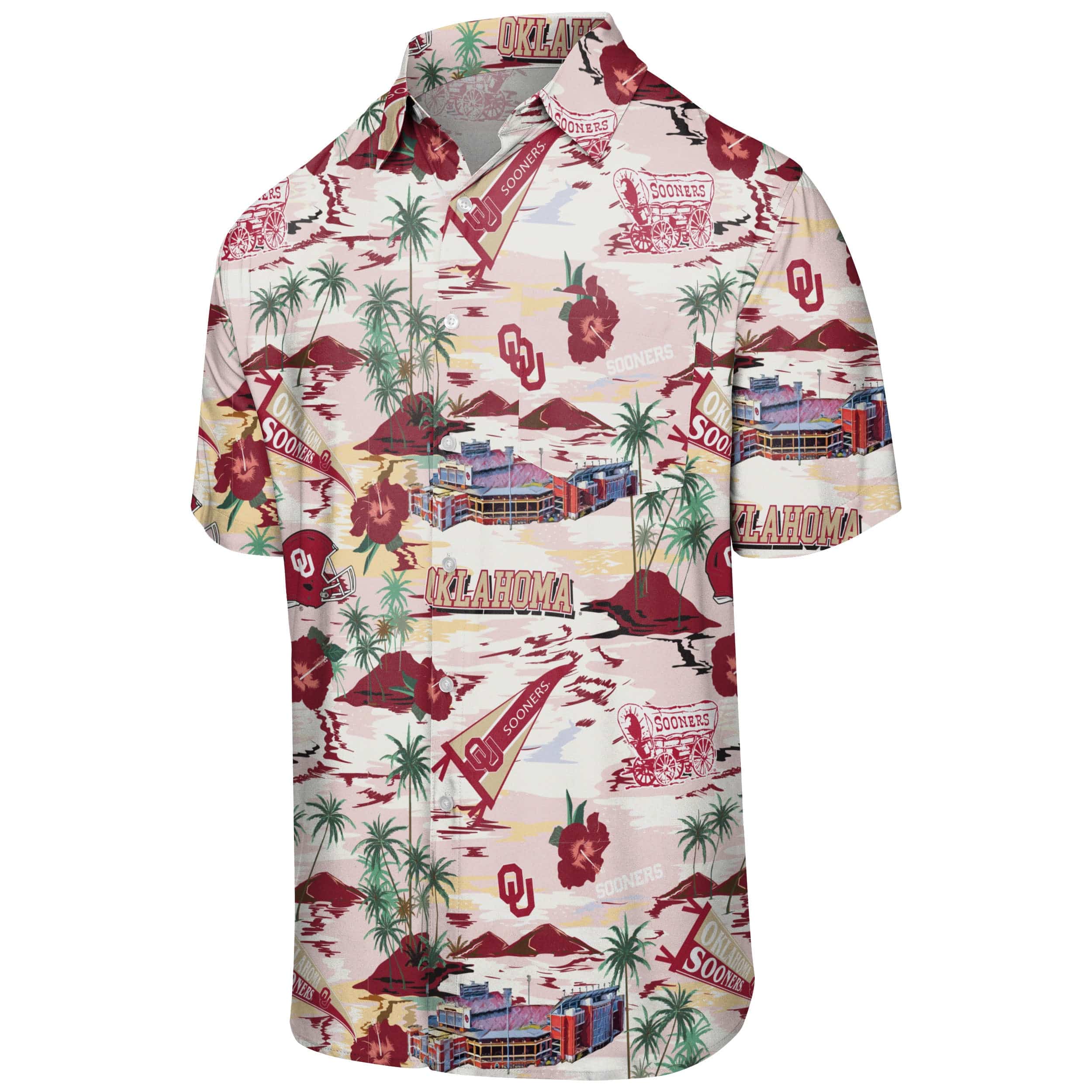 Oklahoma Sooners NCAA Mens Thematic Stadium Print Button Up Shirt - Image 4