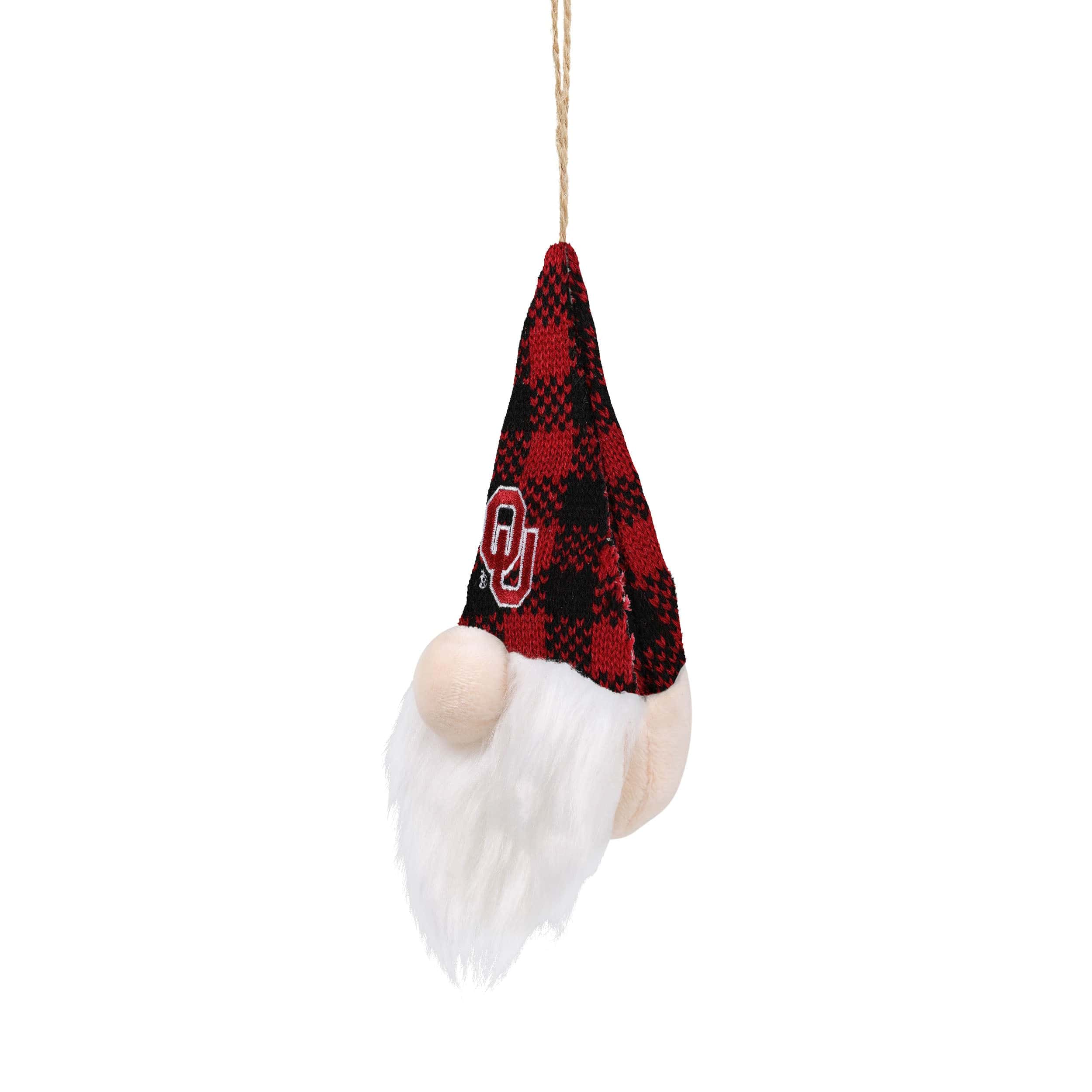 Oklahoma Sooners NCAA Plaid Hat Plush Gnome Ornament - Image 2