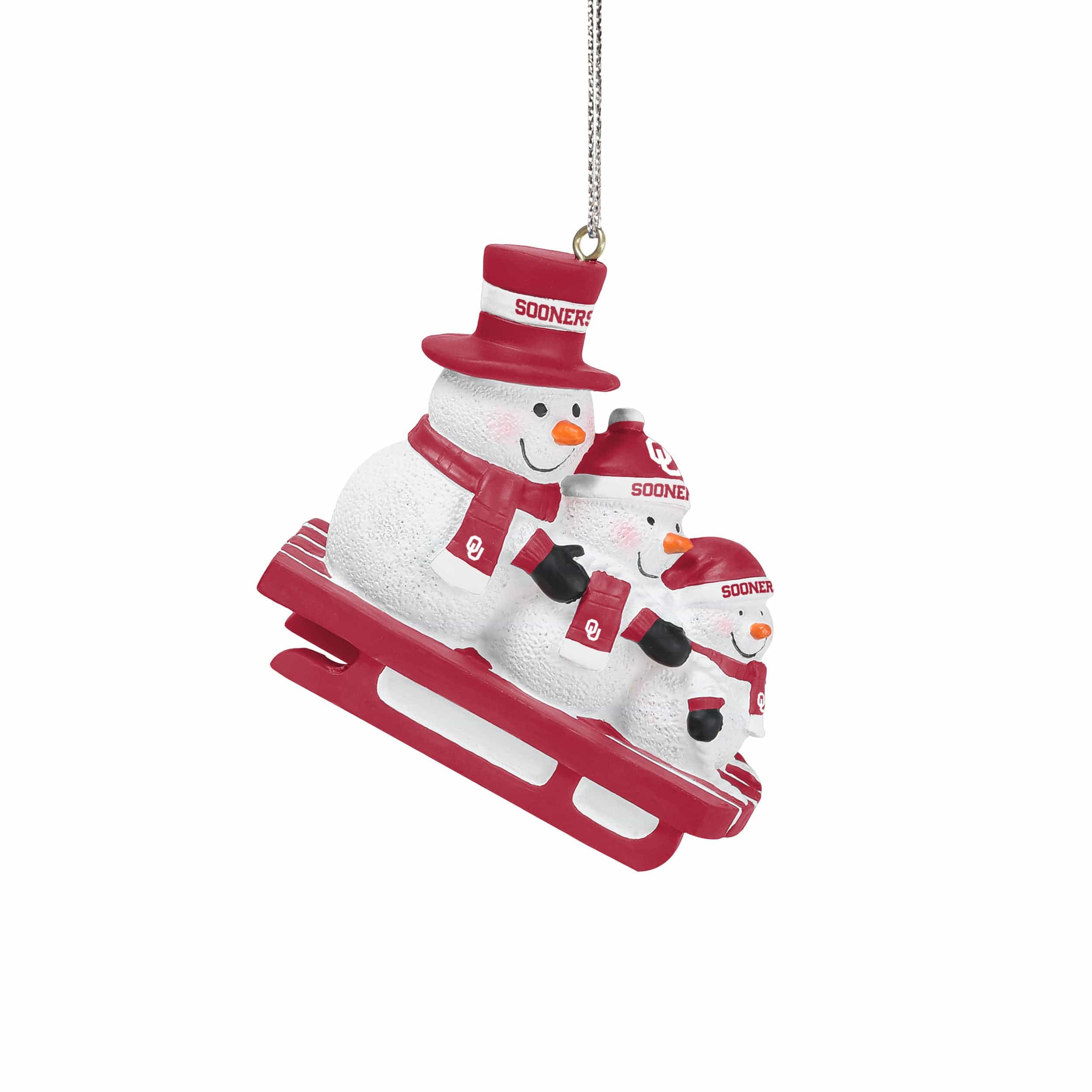 Oklahoma Sooners NCAA Sledding Snowmen Ornament - Image 2