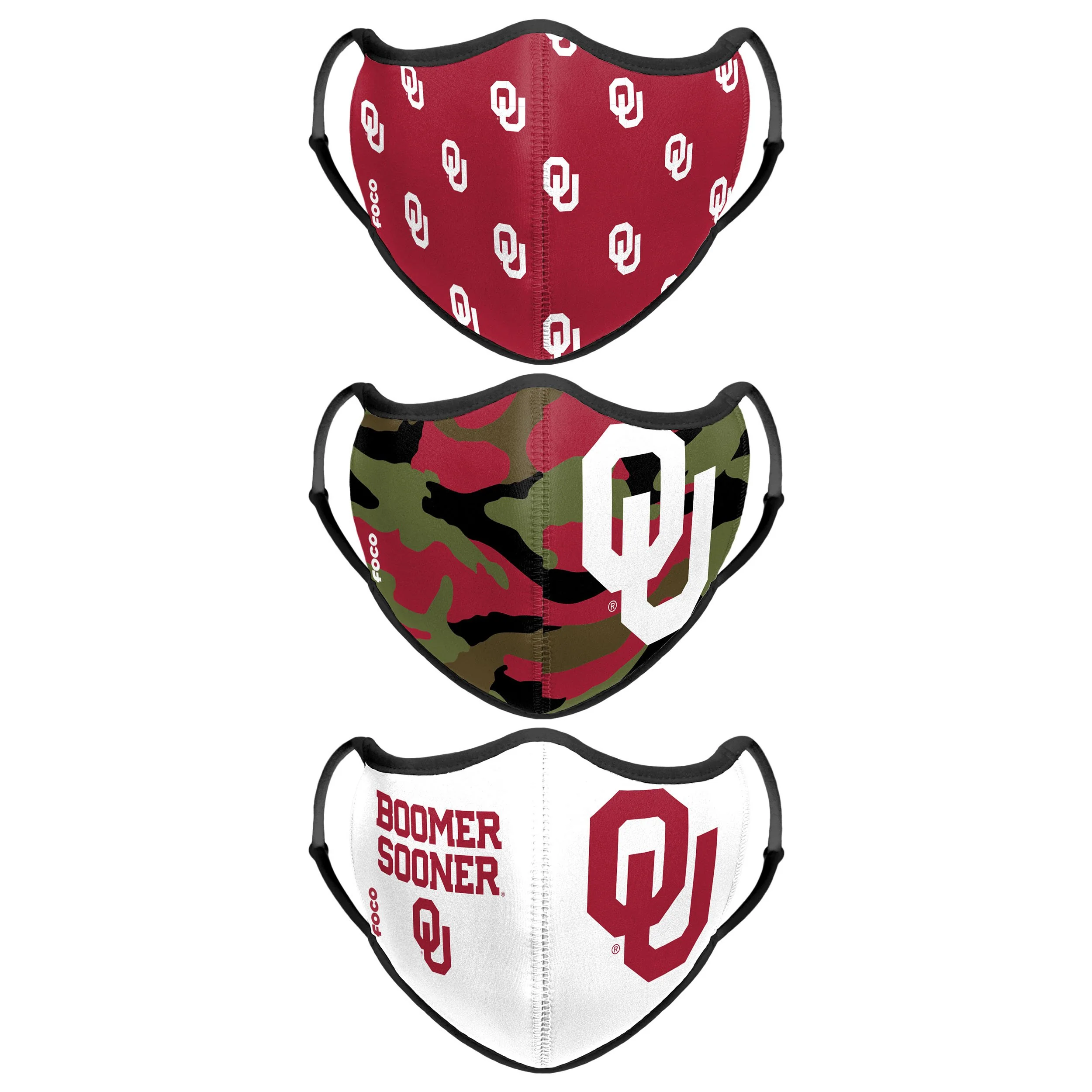 Oklahoma Sooners NCAA Thematic Sport 3 Pack Face Cover