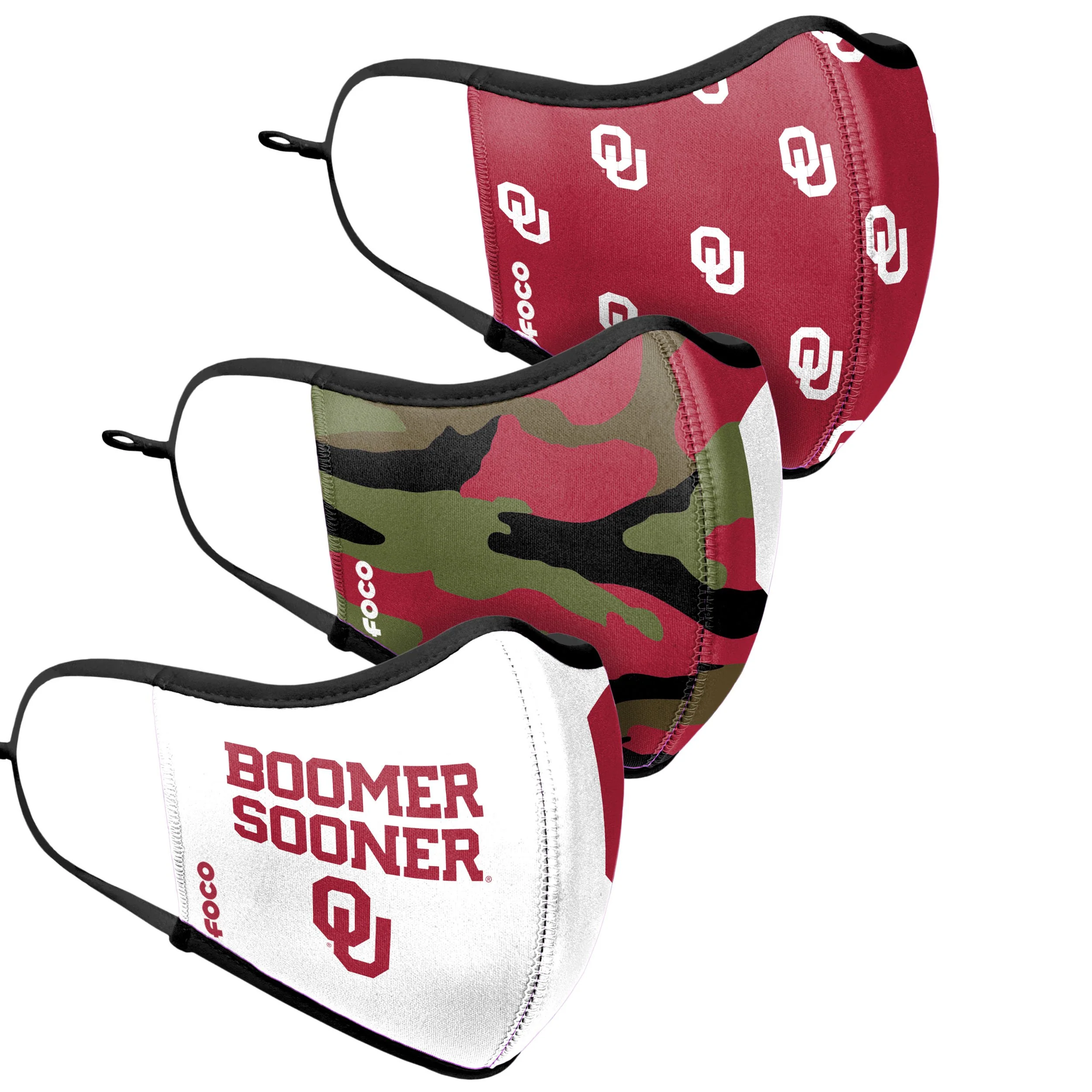 Oklahoma Sooners NCAA Thematic Sport 3 Pack Face Cover - Image 3