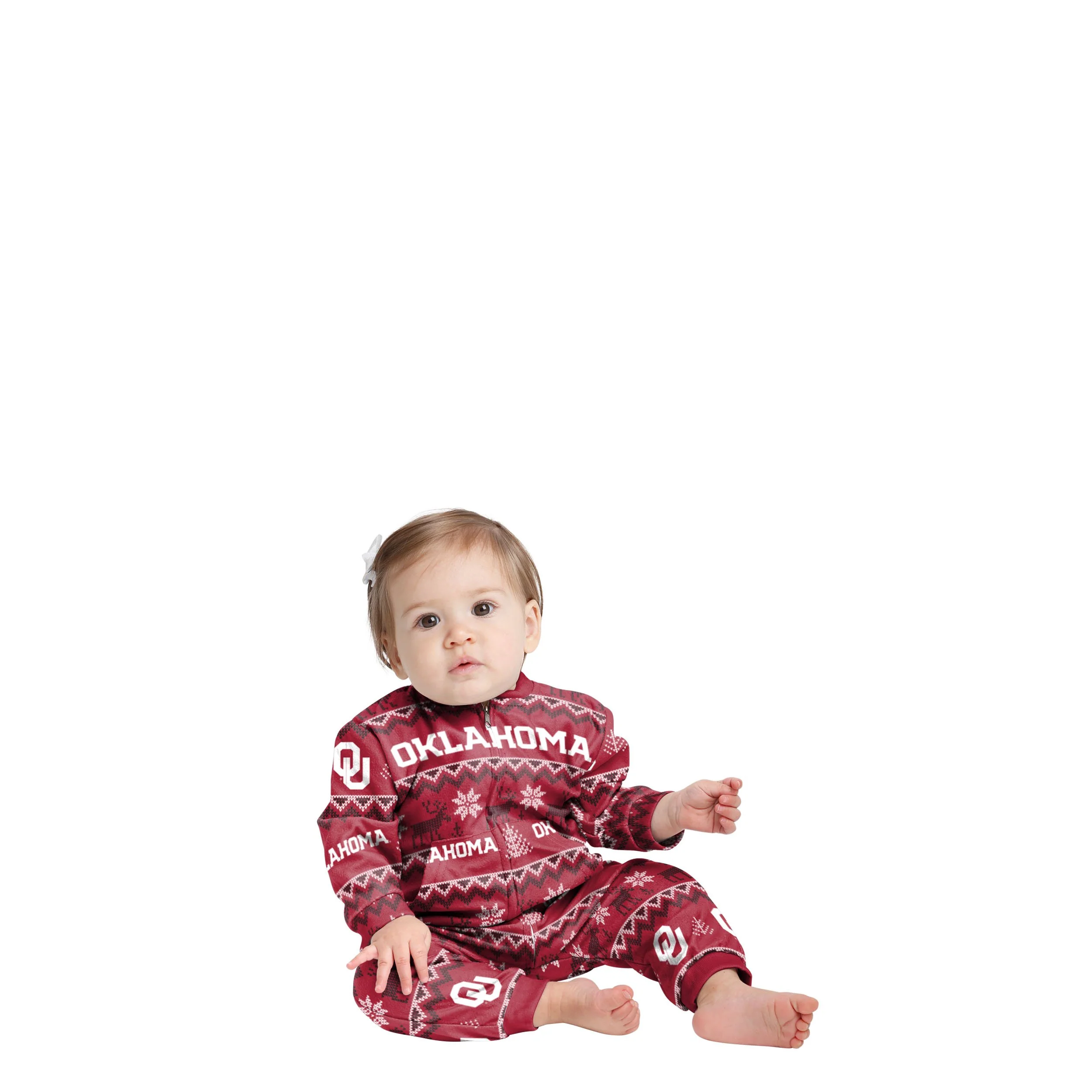 Oklahoma Sooners NCAA Ugly Pattern Family Holiday Pajamas - Image 2