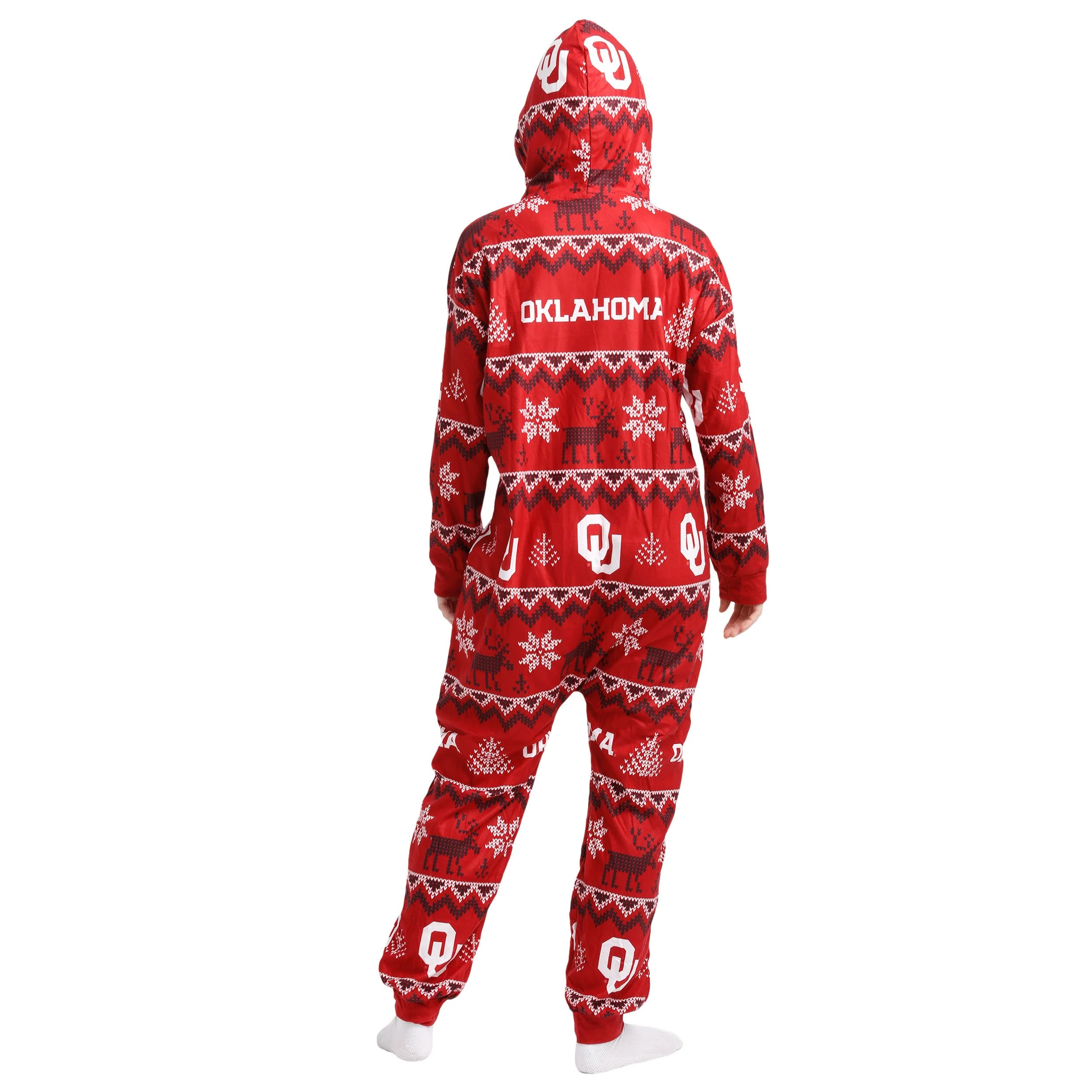 Oklahoma Sooners NCAA Ugly Pattern One Piece Pajamas - Image 2