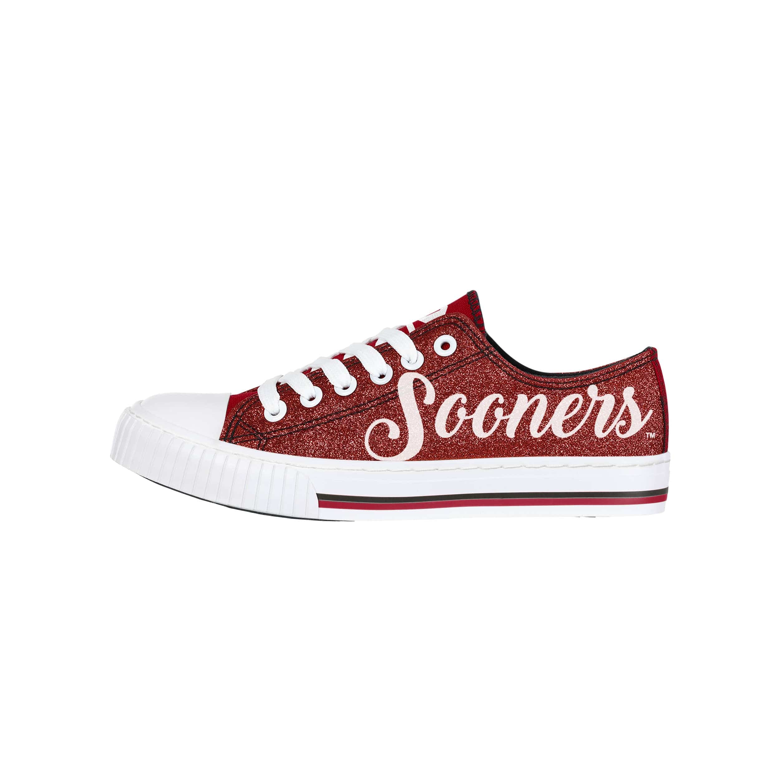 Oklahoma Sooners NCAA Womens Color Glitter Low Top Canvas Shoes - Image 2