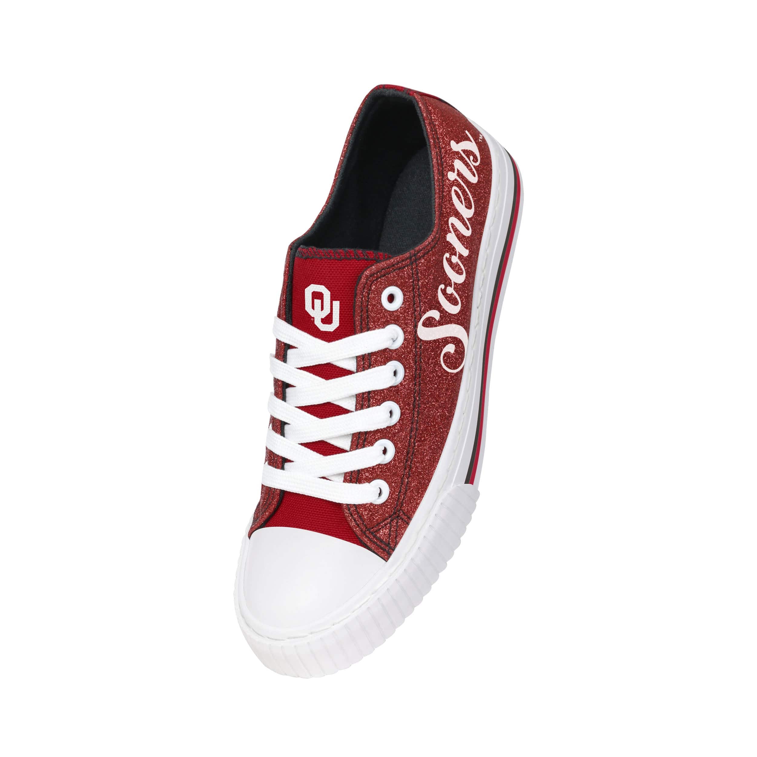 Oklahoma Sooners NCAA Womens Color Glitter Low Top Canvas Shoes - Image 3
