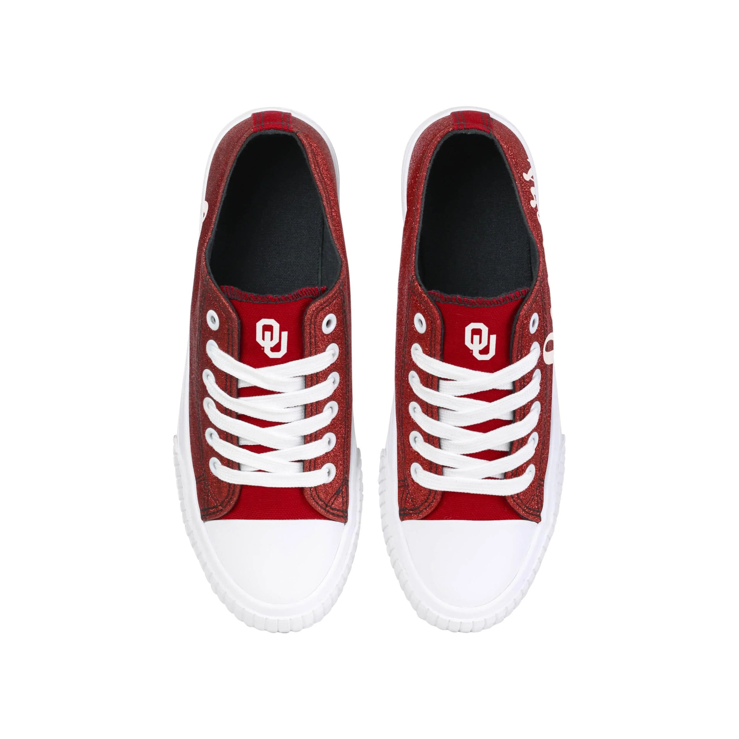 Oklahoma Sooners NCAA Womens Color Glitter Low Top Canvas Shoes - Image 4