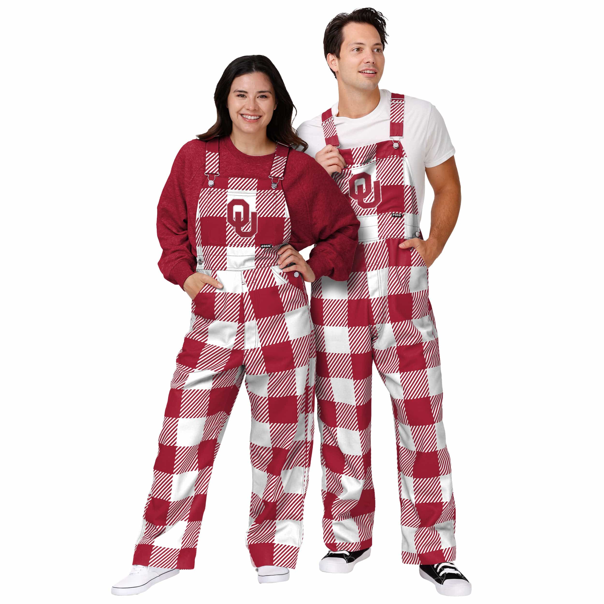 Oklahoma Sooners NCAA Womens Plaid Bib Overalls - Image 3