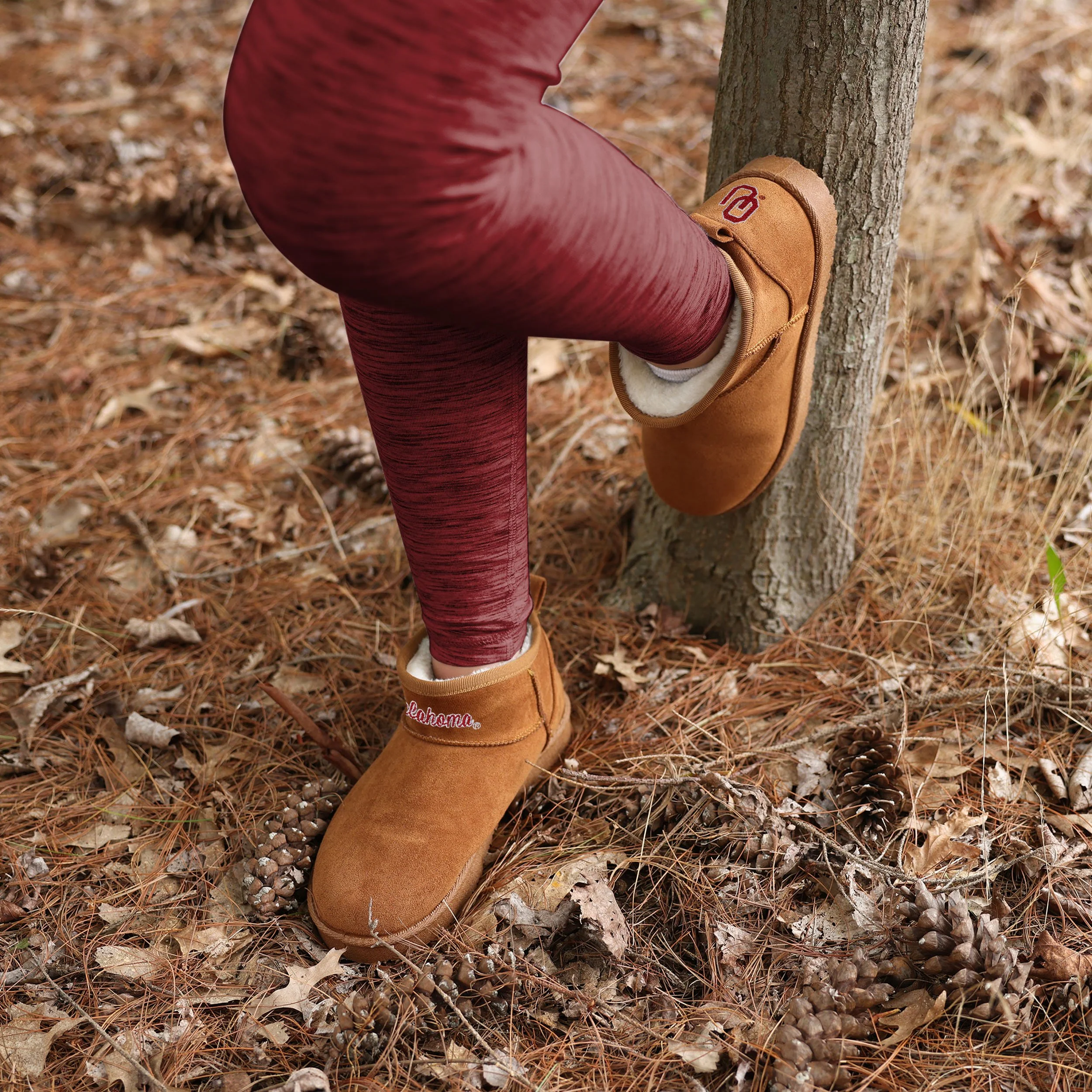 Oklahoma Sooners NCAA Womens Team Logo Fuzzy Fan Boots - Image 4