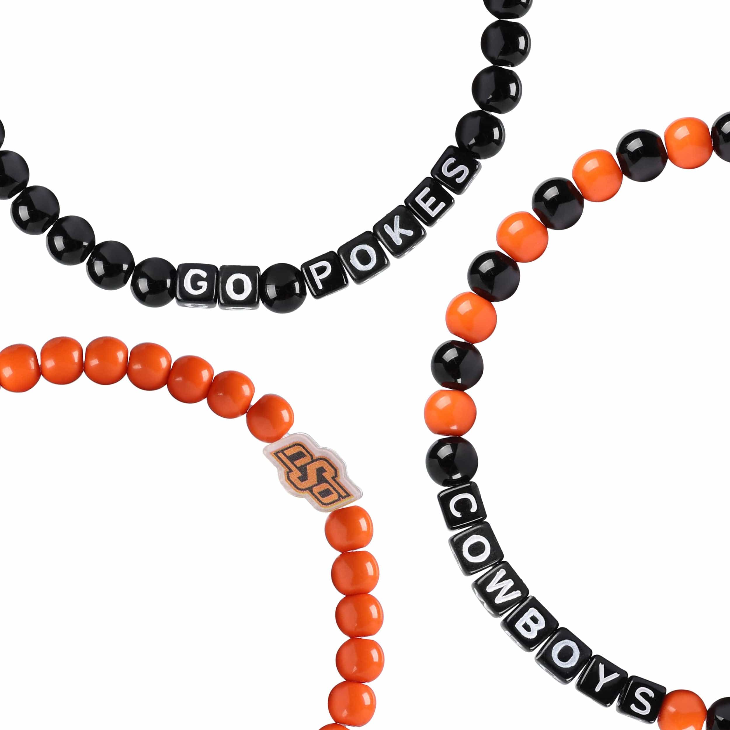 Oklahoma State Cowboys NCAA 3 Pack Beaded Friendship Bracelet - Image 2