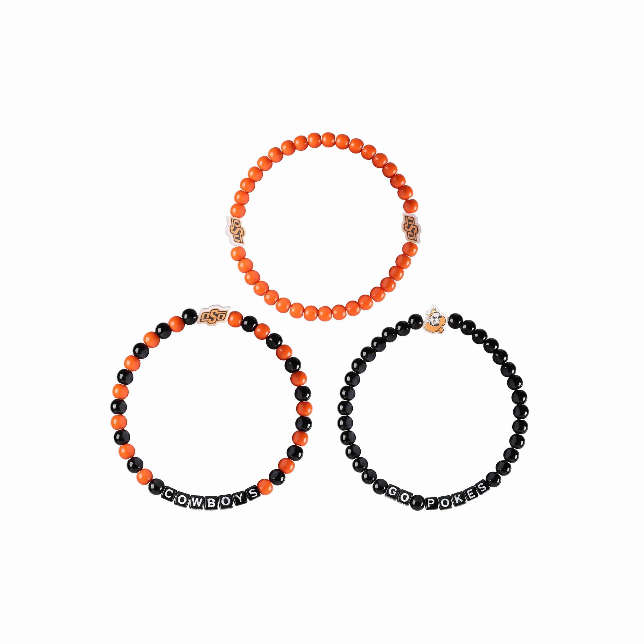 Oklahoma State Cowboys NCAA 3 Pack Beaded Friendship Bracelet - Image 3