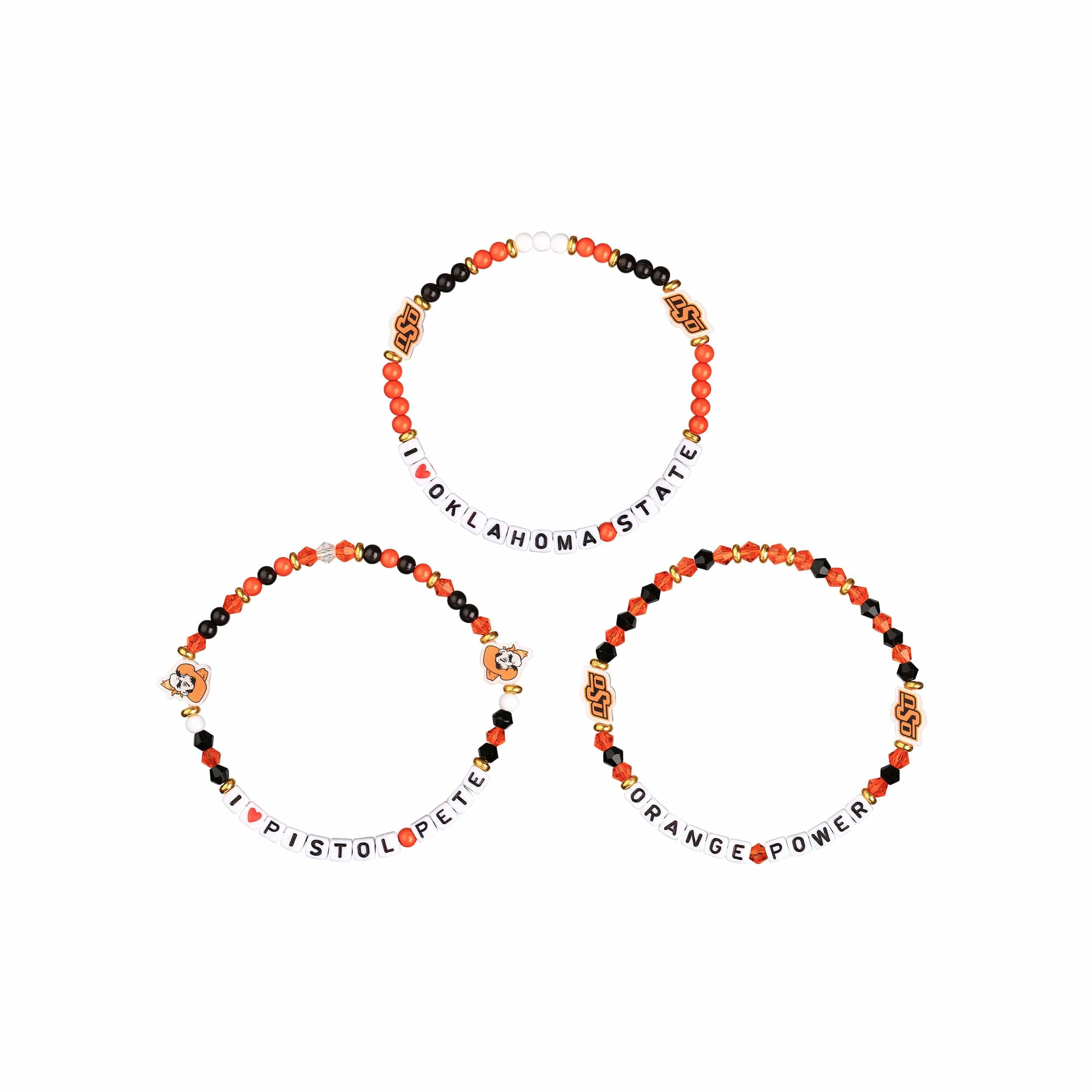 Oklahoma State Cowboys NCAA 3 Pack Friendship Bracelet - Image 3