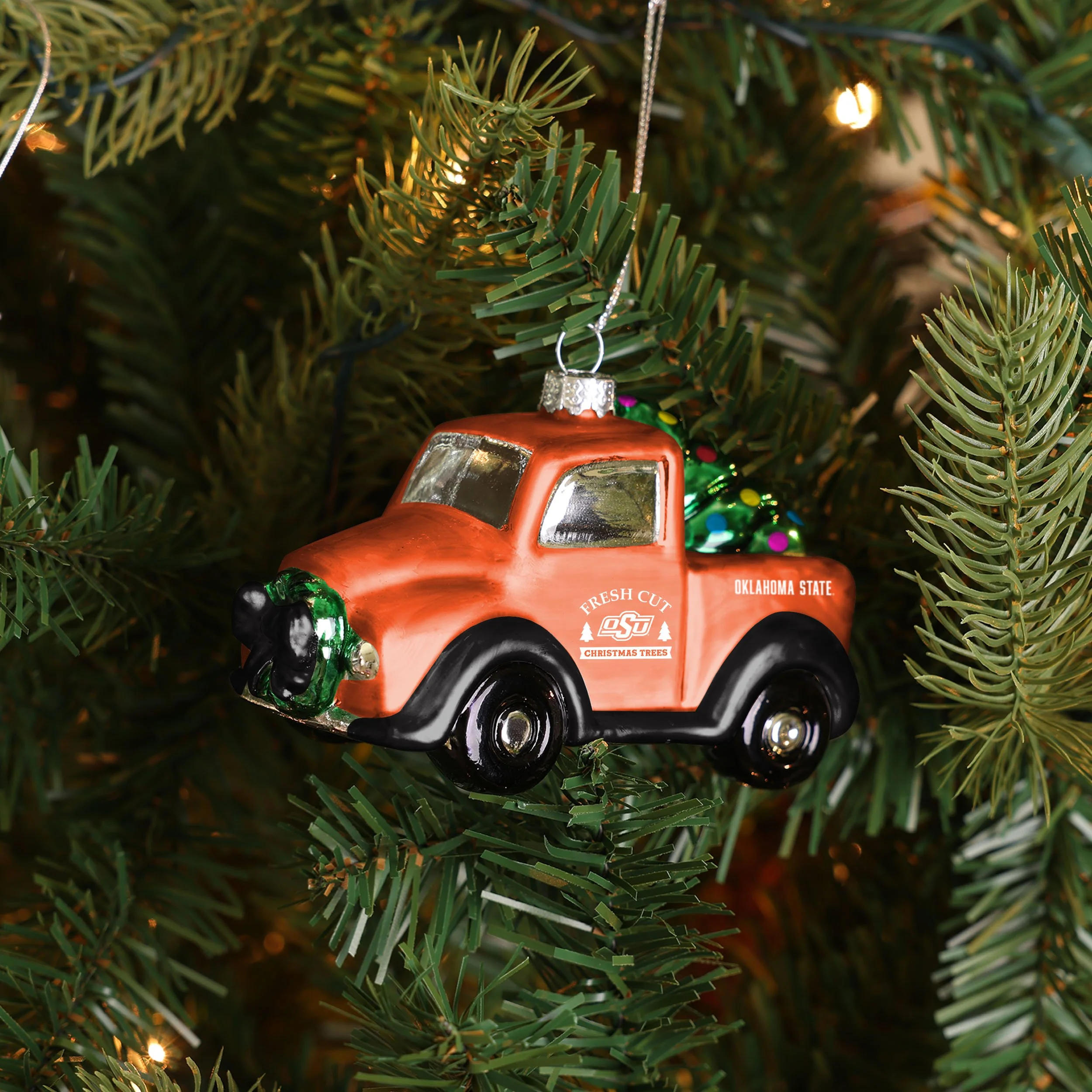 Oklahoma State Cowboys NCAA Blown Glass Truck Ornament - Image 3