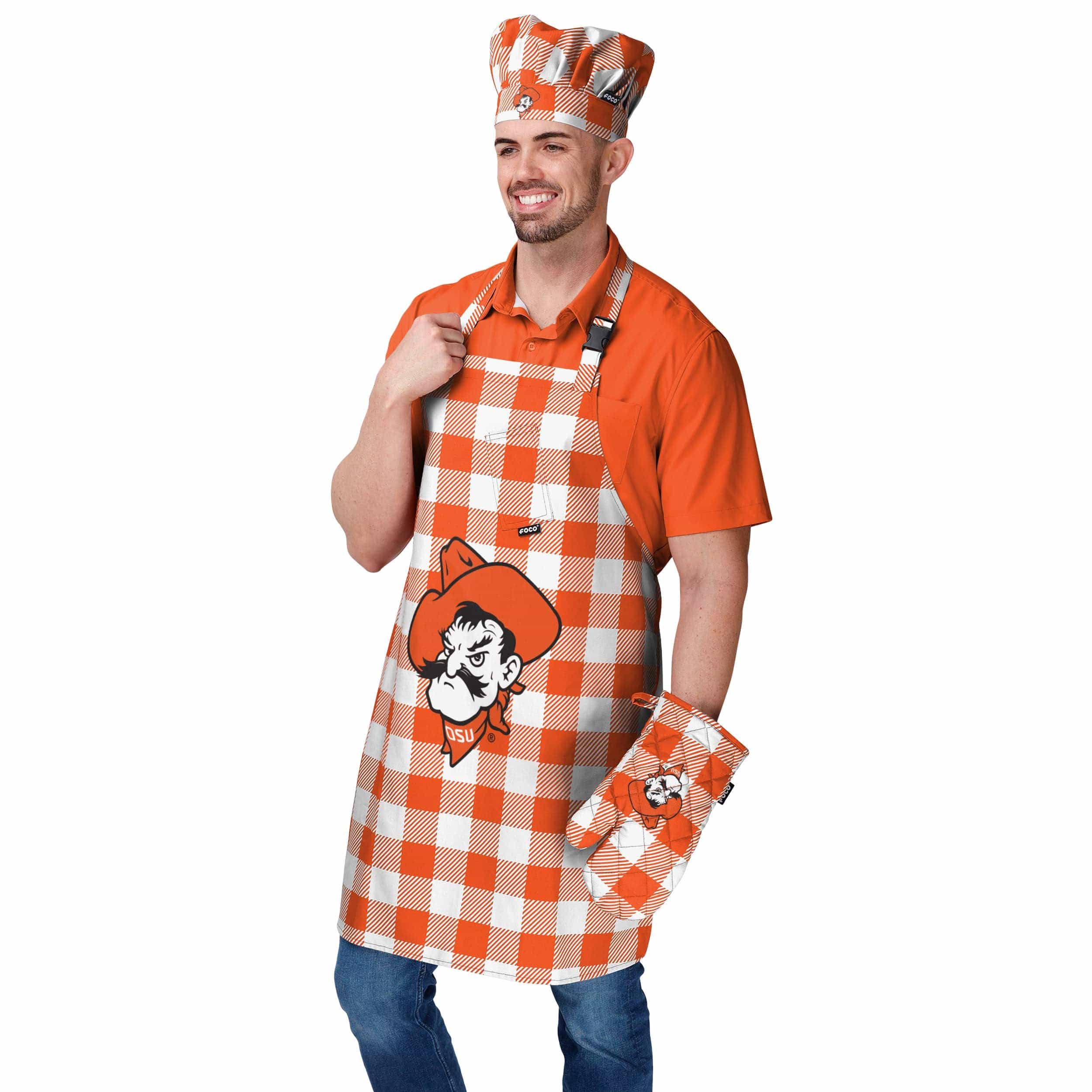 Oklahoma State Cowboys NCAA Plaid Chef Set - Image 2