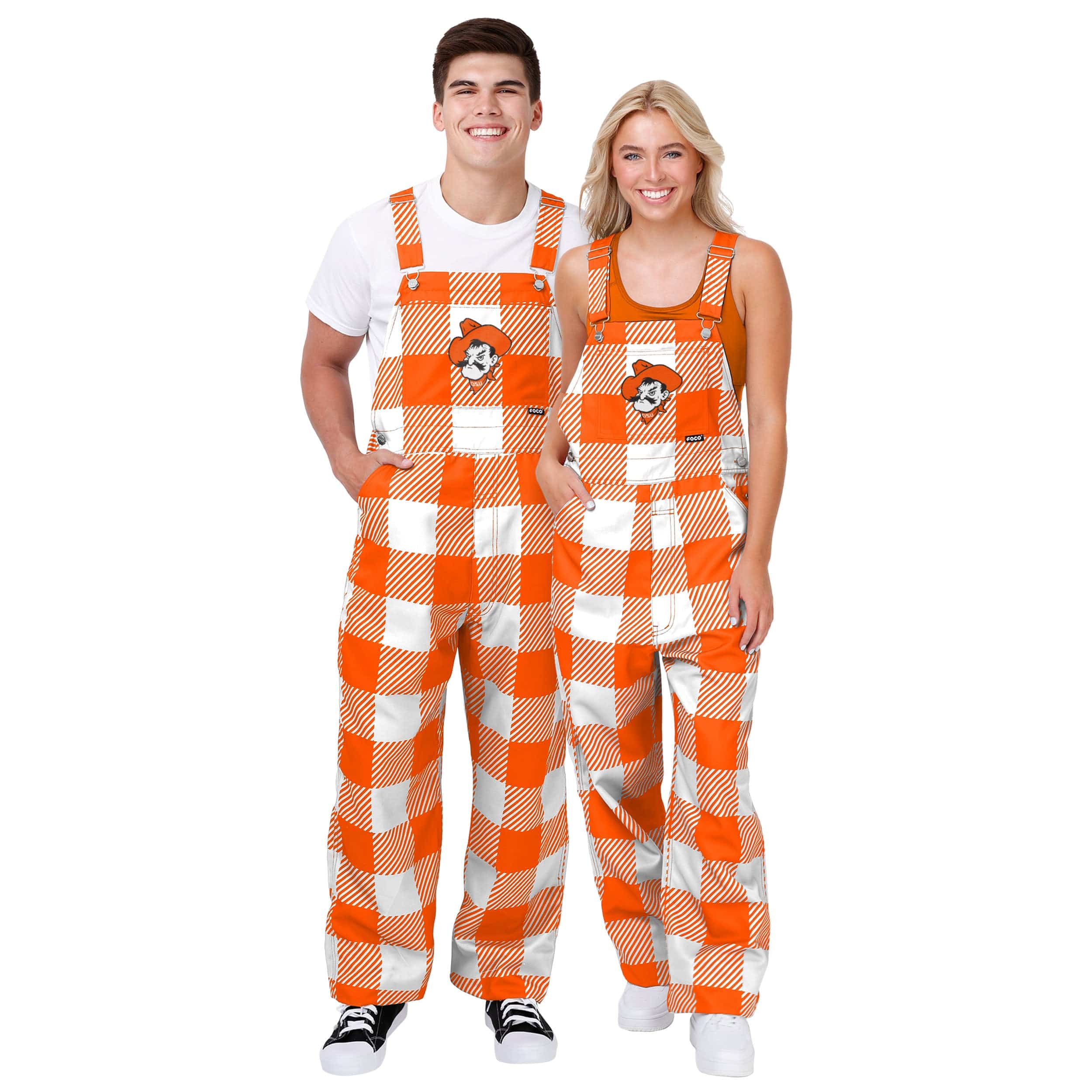 Oklahoma State Cowboys NCAA Womens Plaid Bib Overalls - Image 3