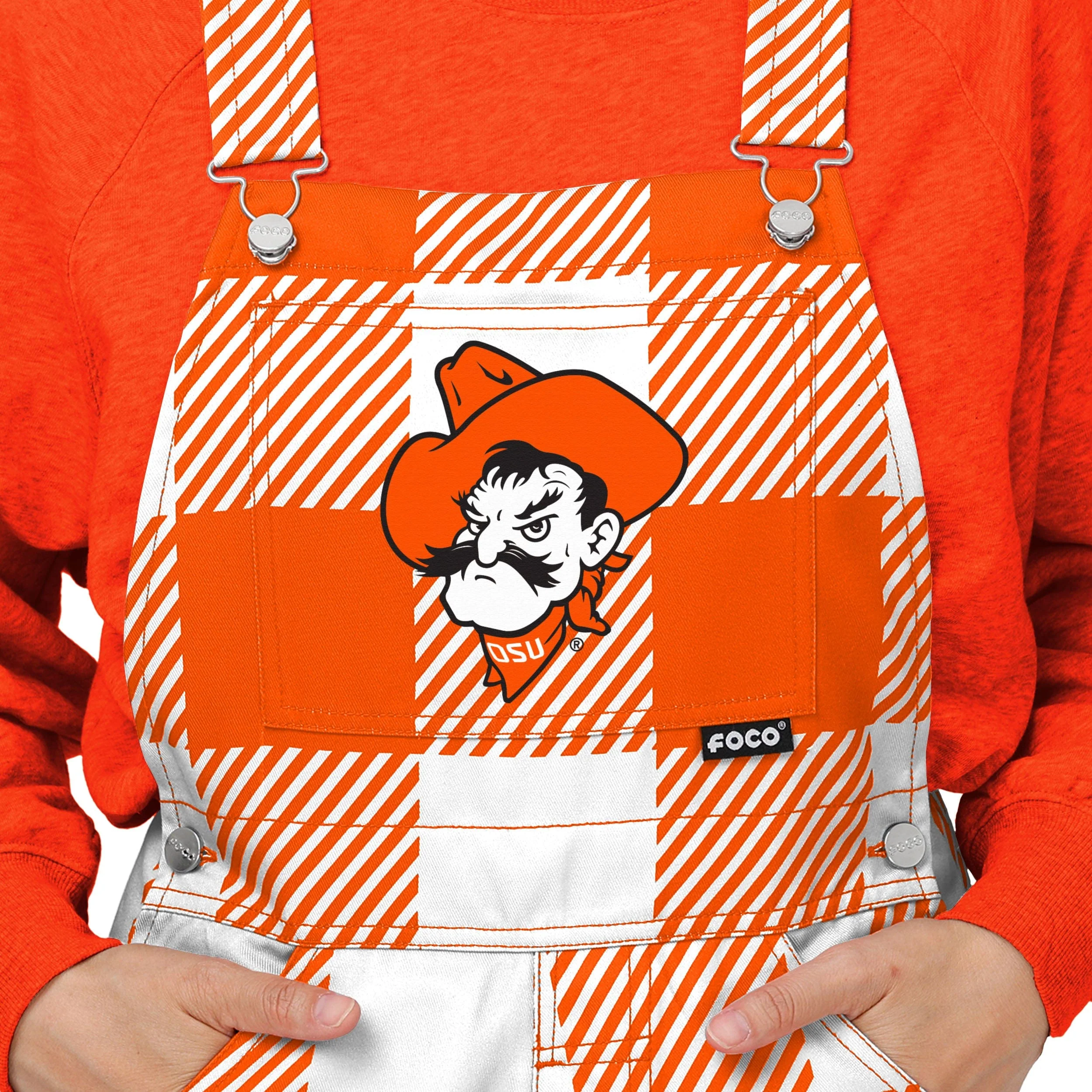 Oklahoma State Cowboys NCAA Womens Plaid Bib Overalls - Image 4