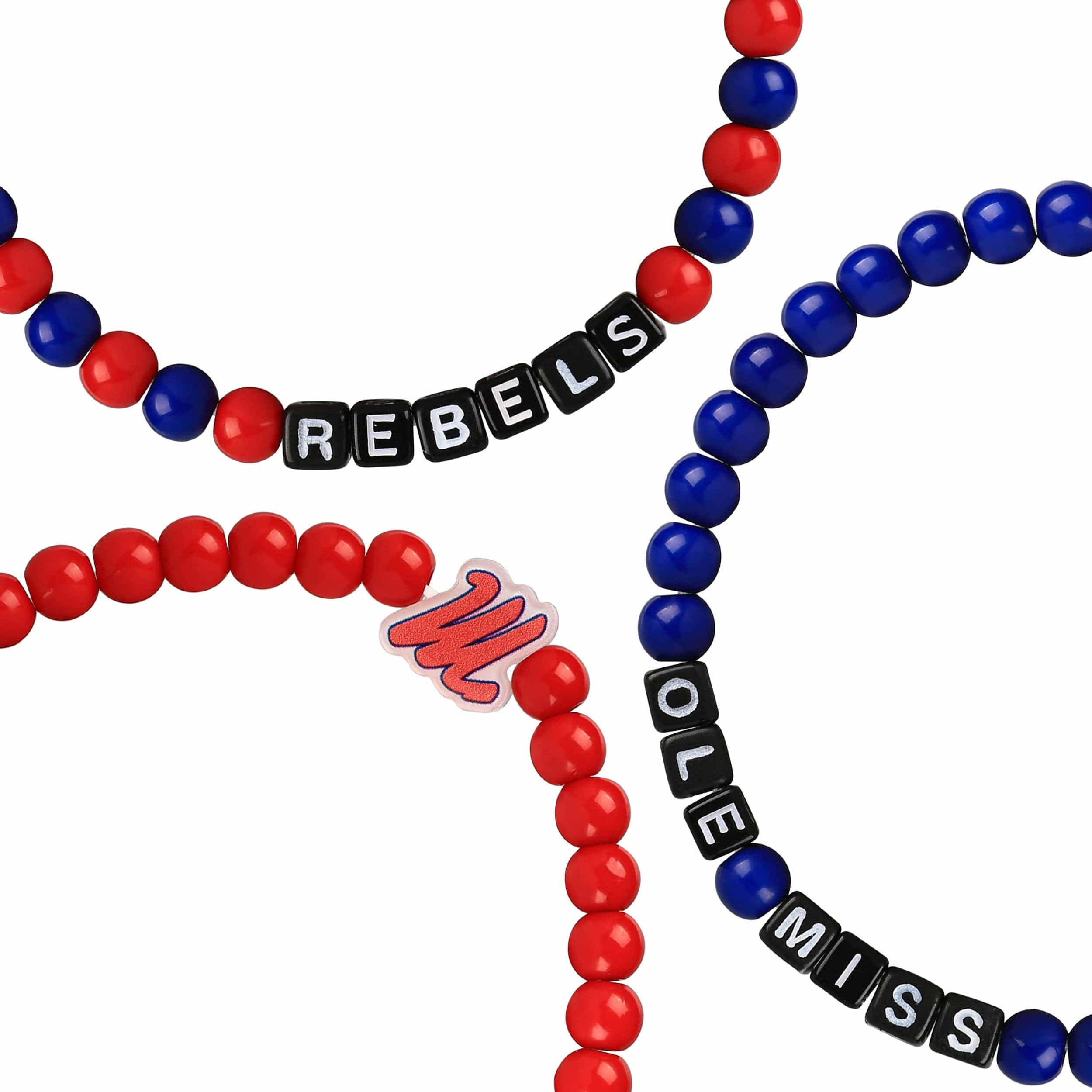 Ole Miss Rebels NCAA 3 Pack Beaded Friendship Bracelet - Image 2