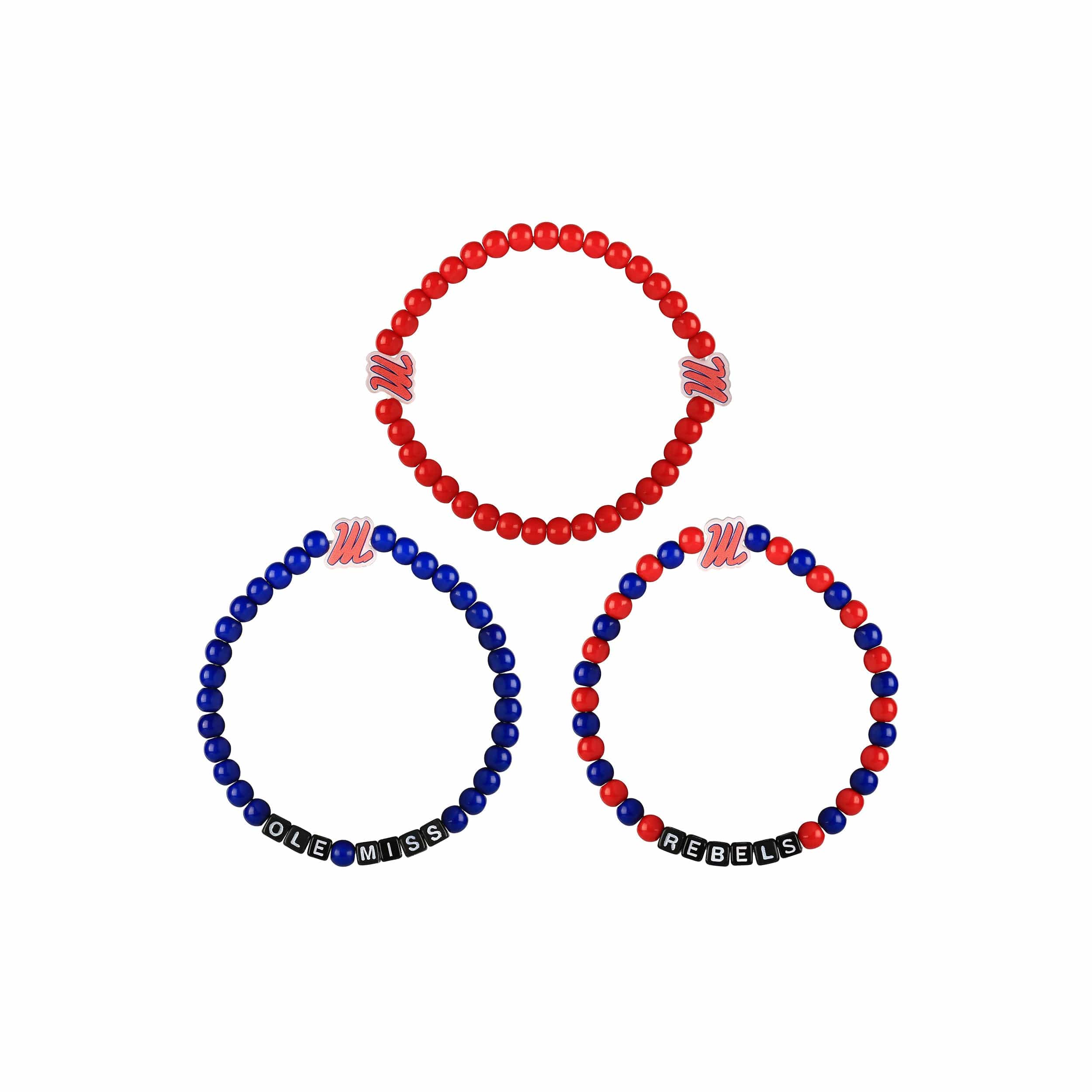 Ole Miss Rebels NCAA 3 Pack Beaded Friendship Bracelet - Image 3