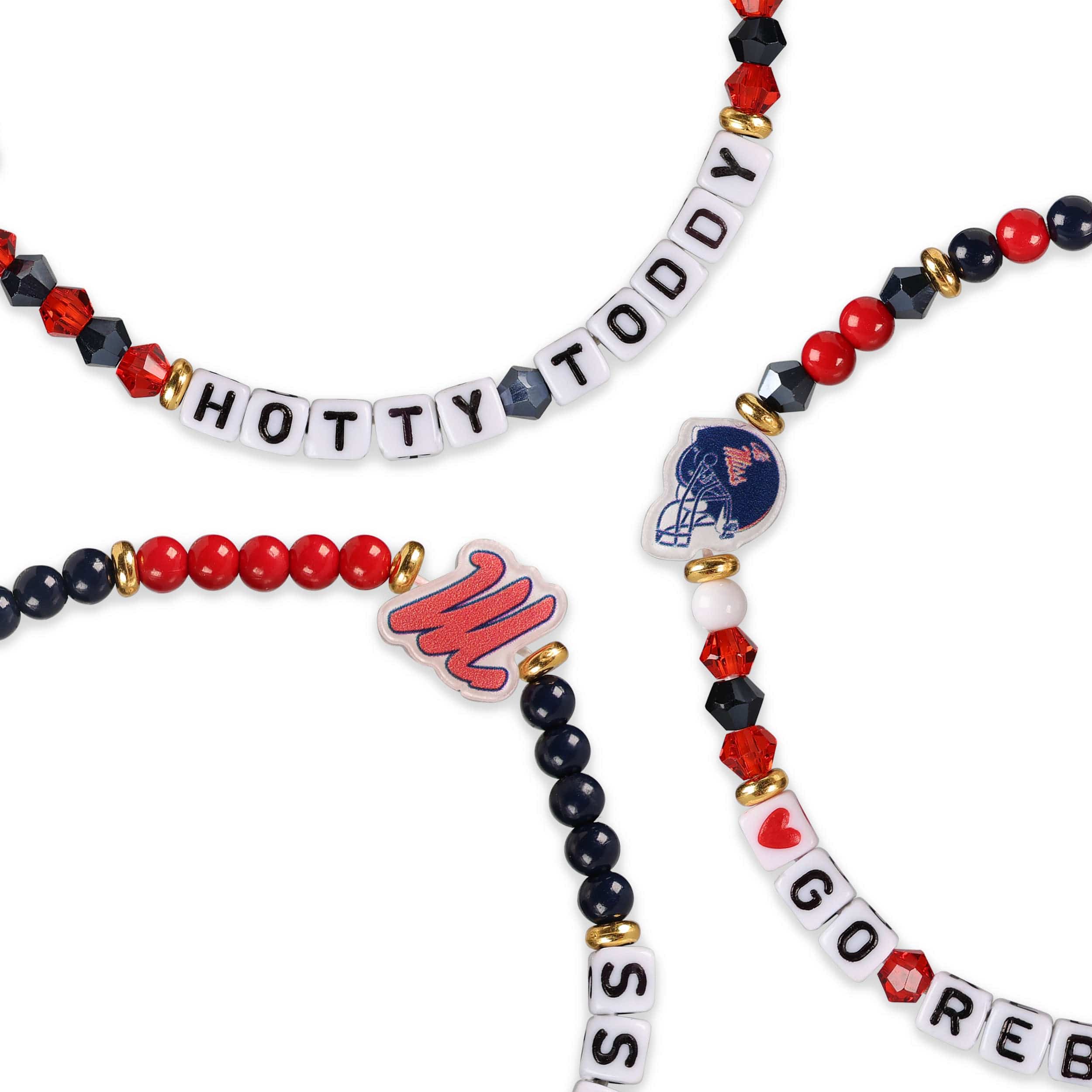 Ole Miss Rebels NCAA 3 Pack Friendship Bracelet - Image 2