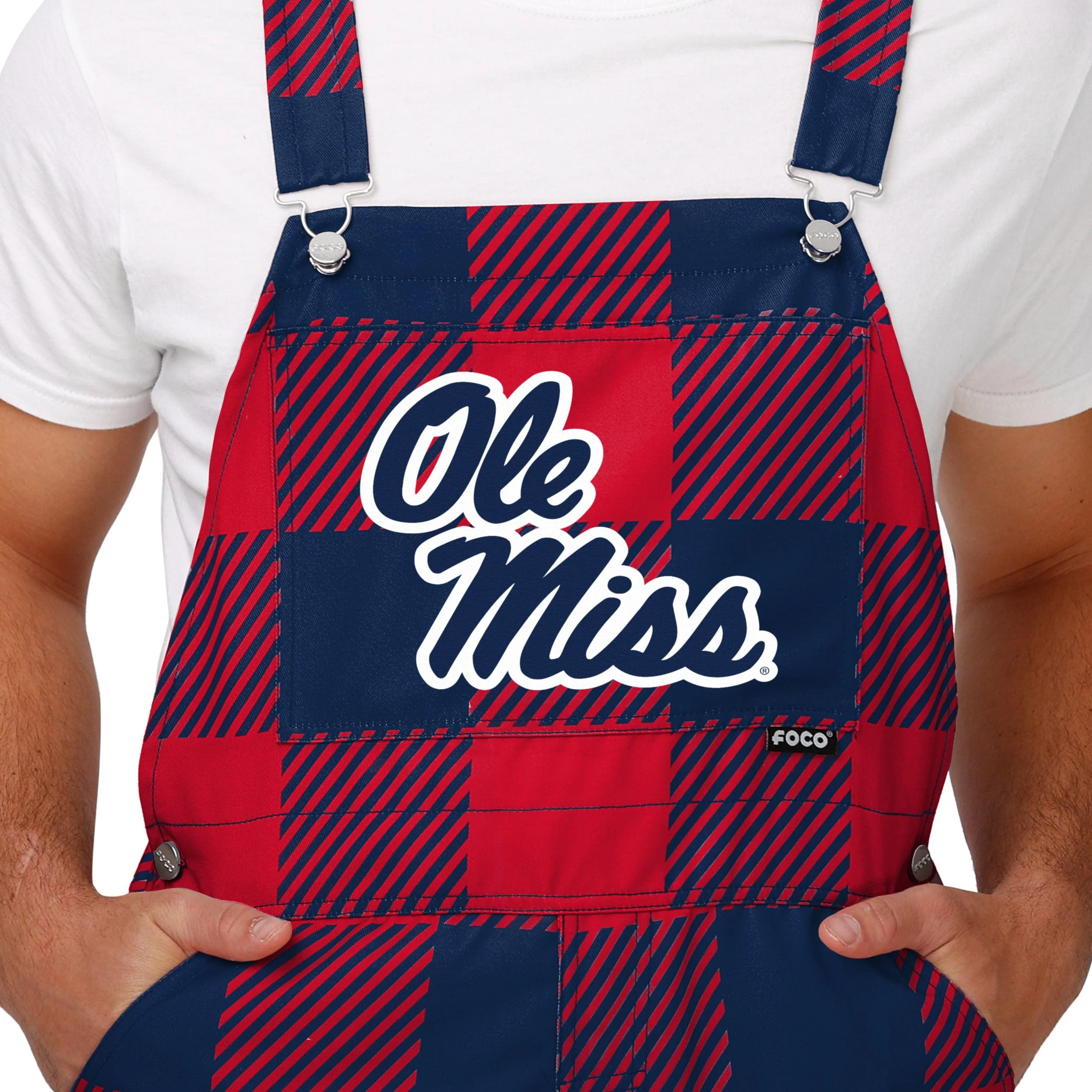 Ole Miss Rebels NCAA Mens Plaid Bib Overalls - Image 4