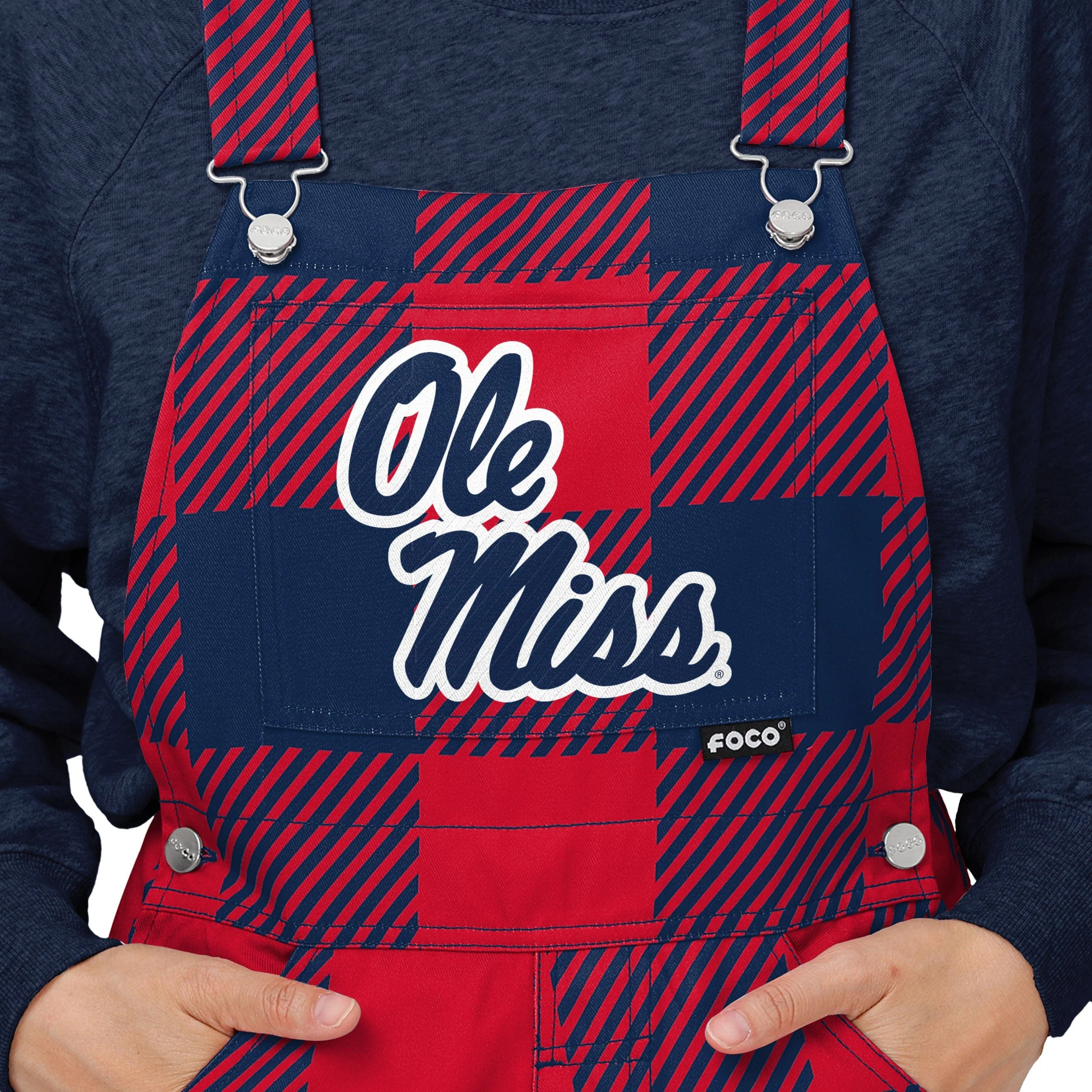 Ole Miss Rebels NCAA Womens Plaid Bib Overalls - Image 4