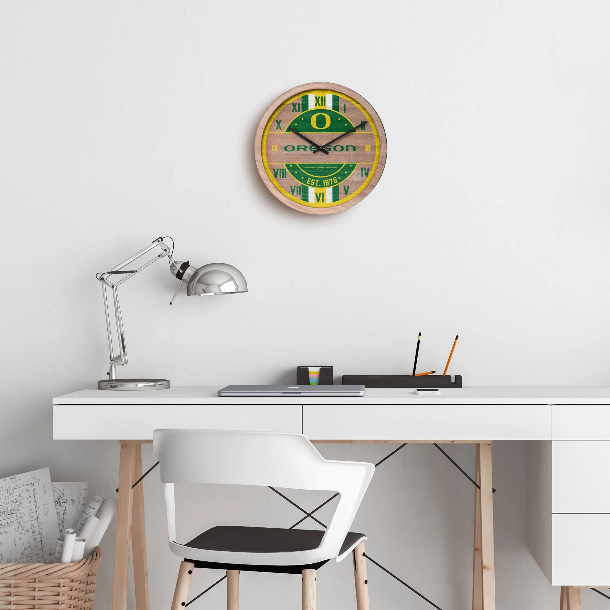 Oregon Ducks NCAA Barrel Wall Clock - Image 3