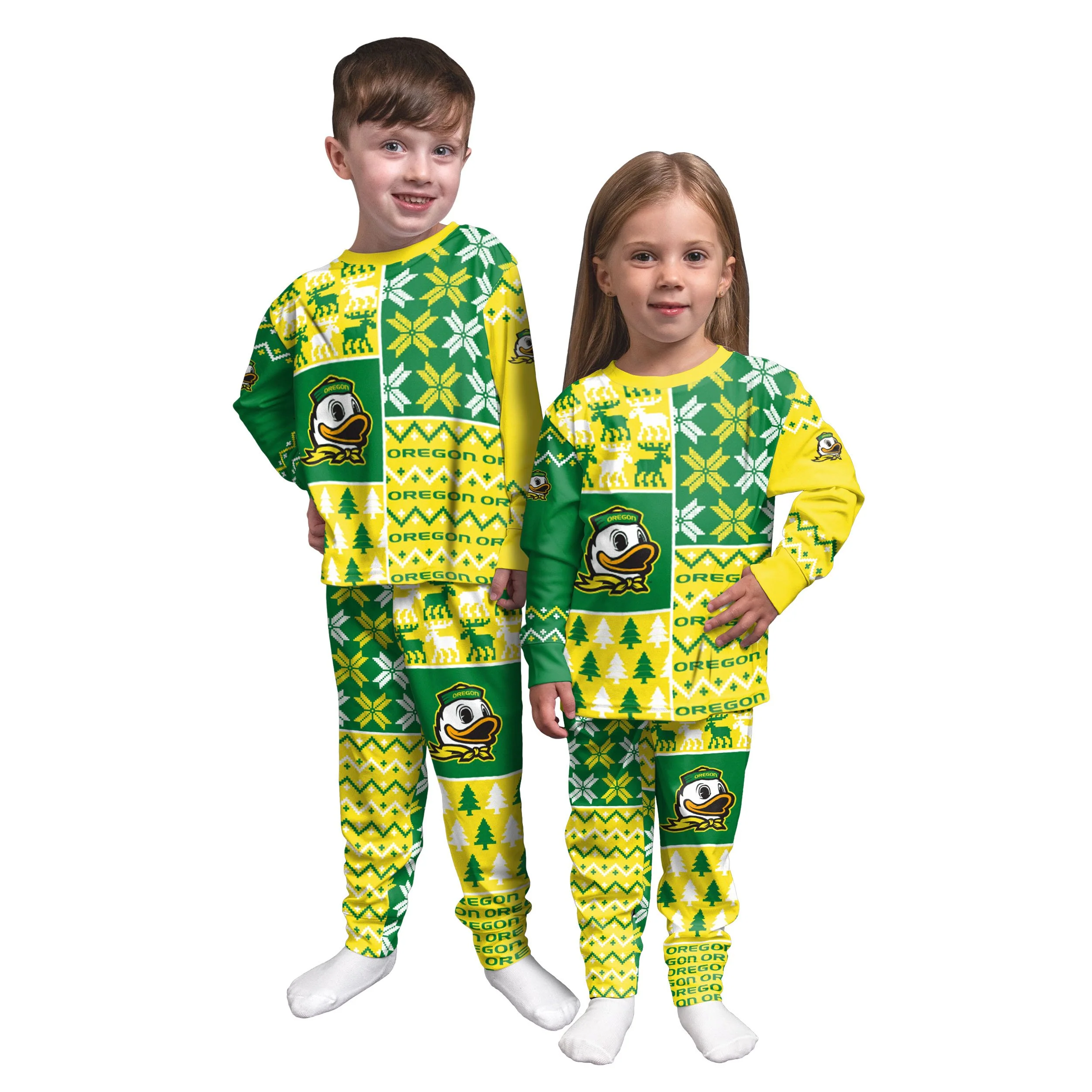 Oregon Ducks NCAA Busy Block Family Holiday Pajamas - Image 3