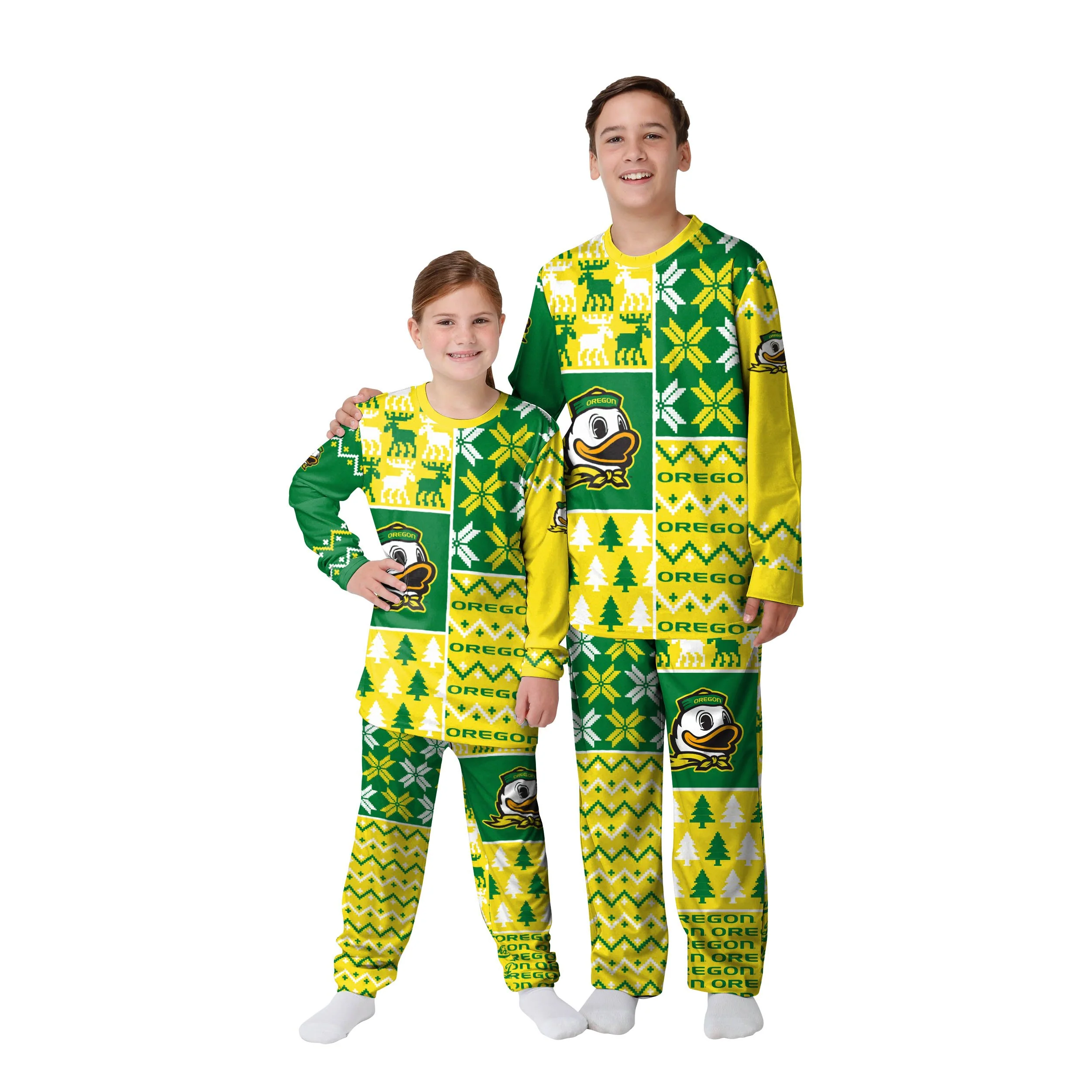 Oregon Ducks NCAA Busy Block Family Holiday Pajamas - Image 4