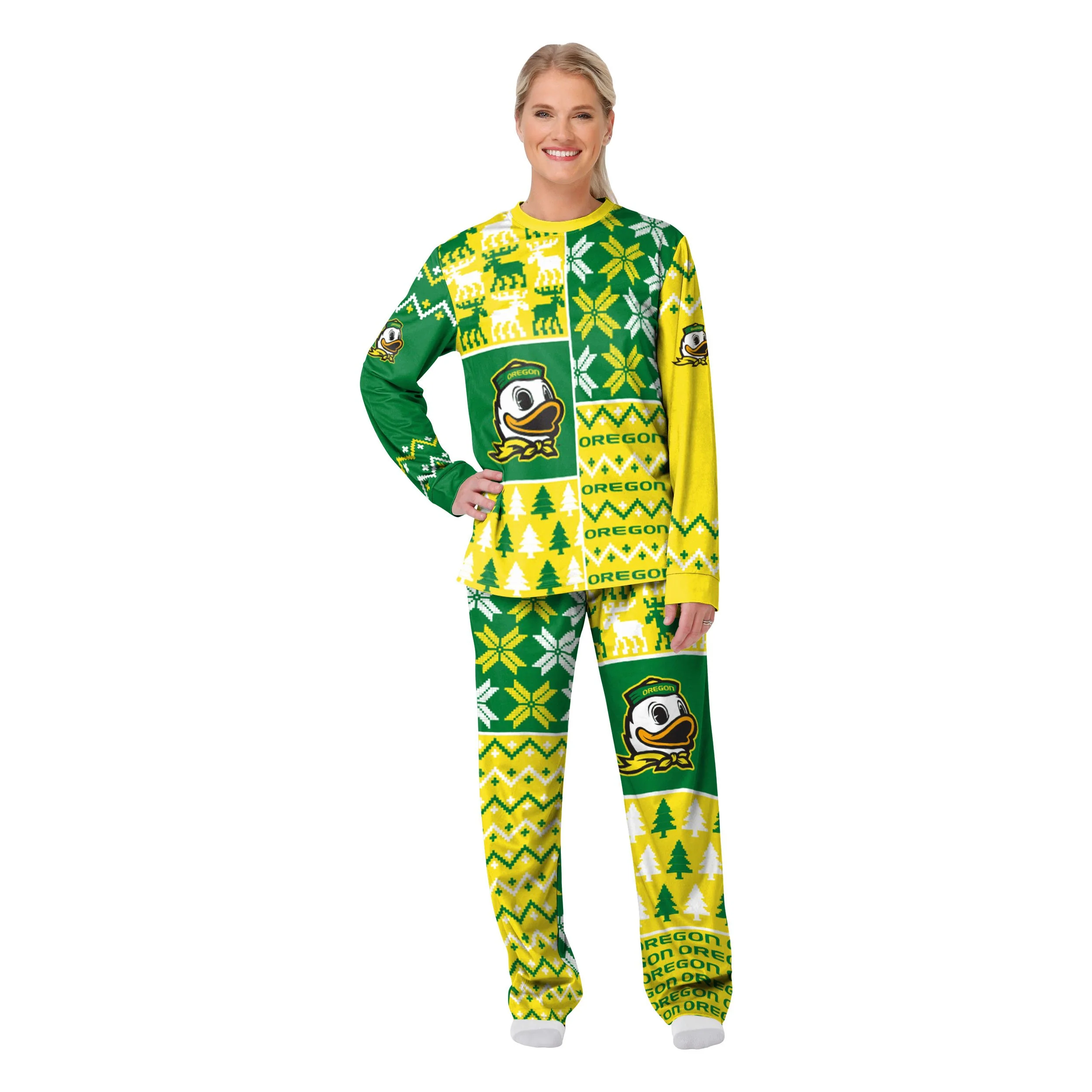 Oregon Ducks NCAA Busy Block Family Holiday Pajamas - Image 5