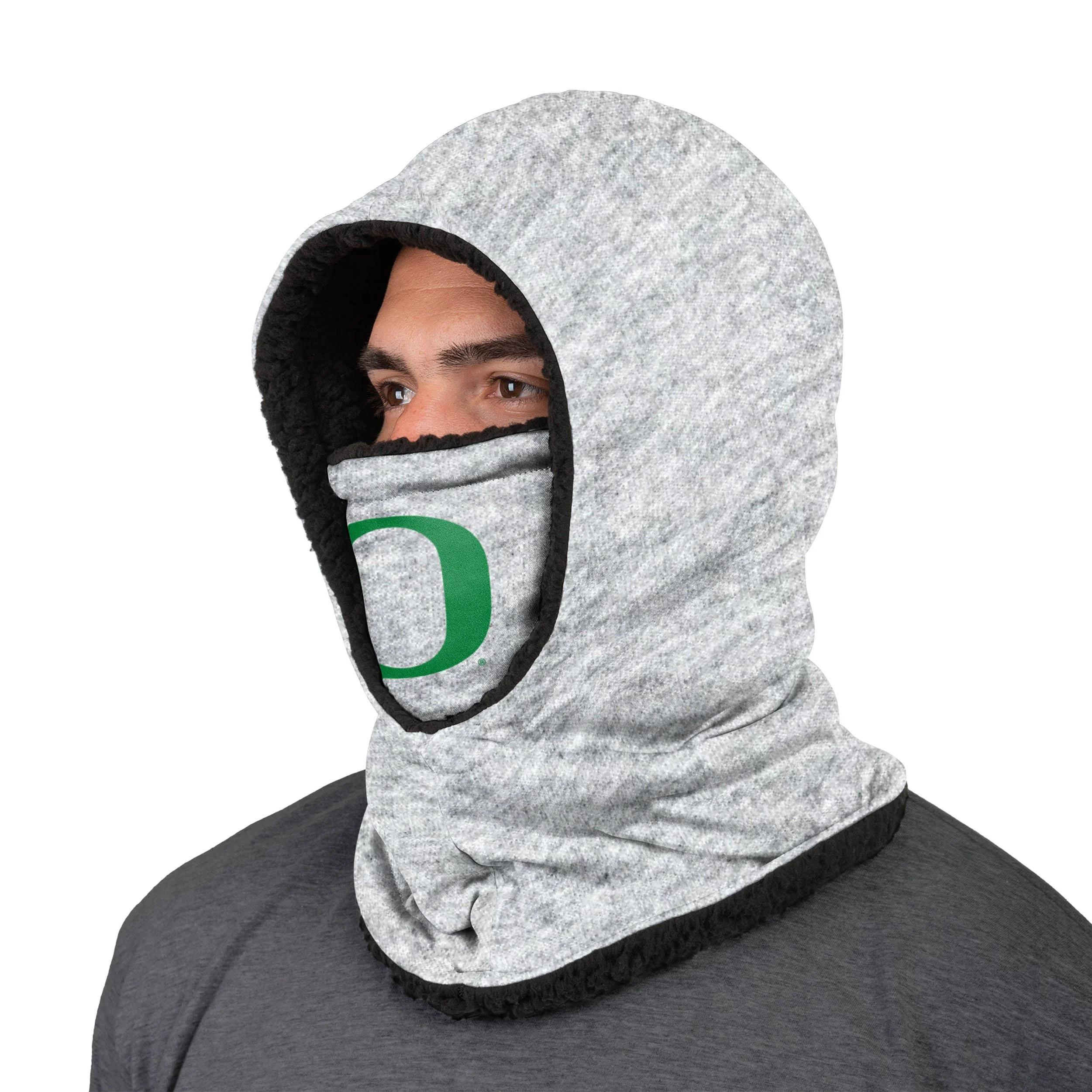 Oregon Ducks NCAA Heather Grey Big Logo Hooded Gaiter - Image 2