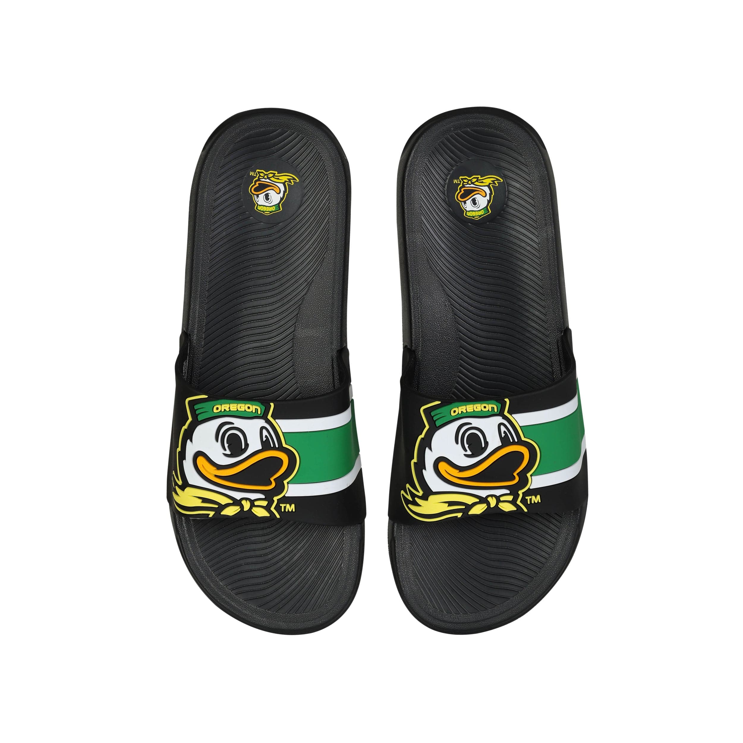 Oregon Ducks NCAA Mens Striped Big Logo Raised Slide - Image 2