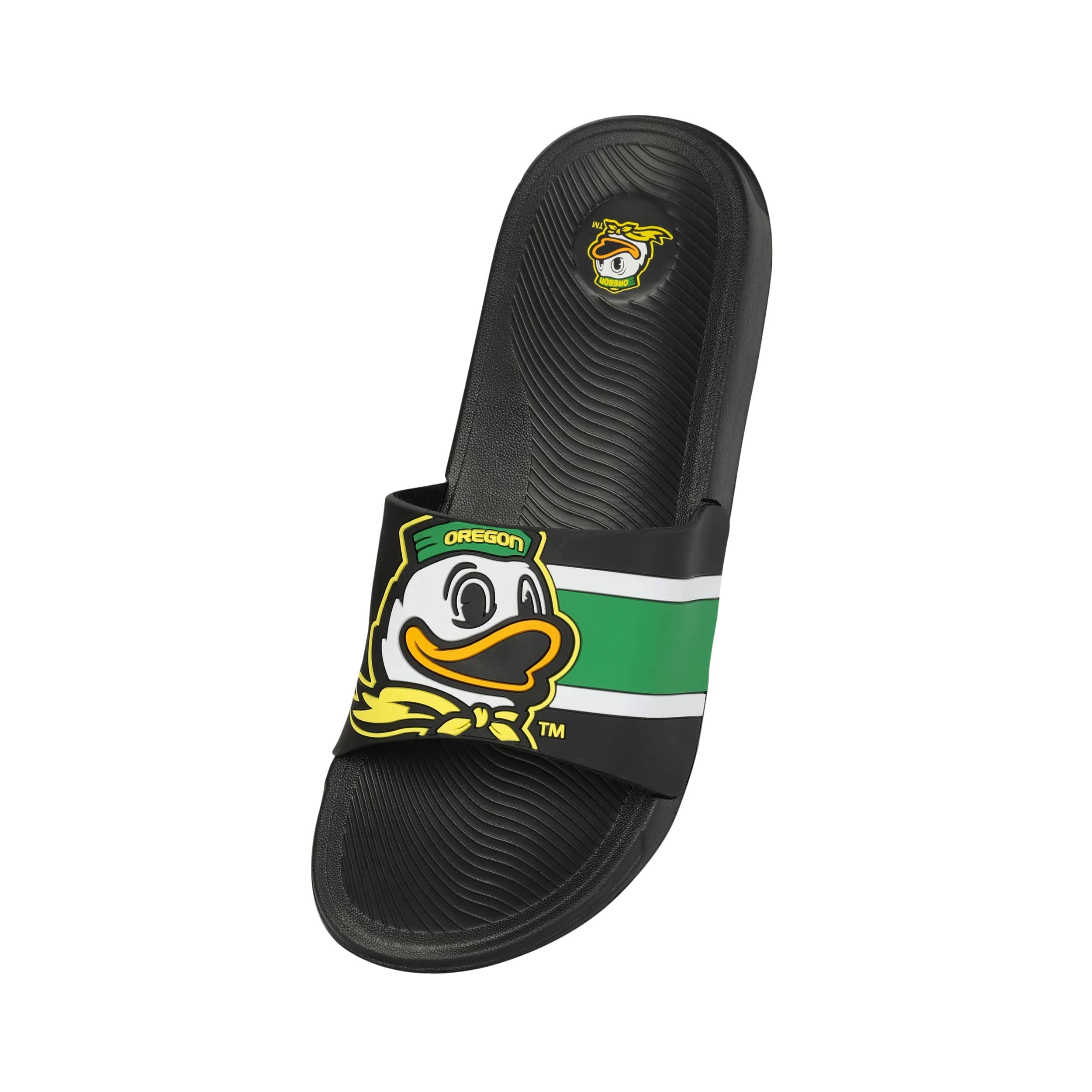 Oregon Ducks NCAA Mens Striped Big Logo Raised Slide - Image 3