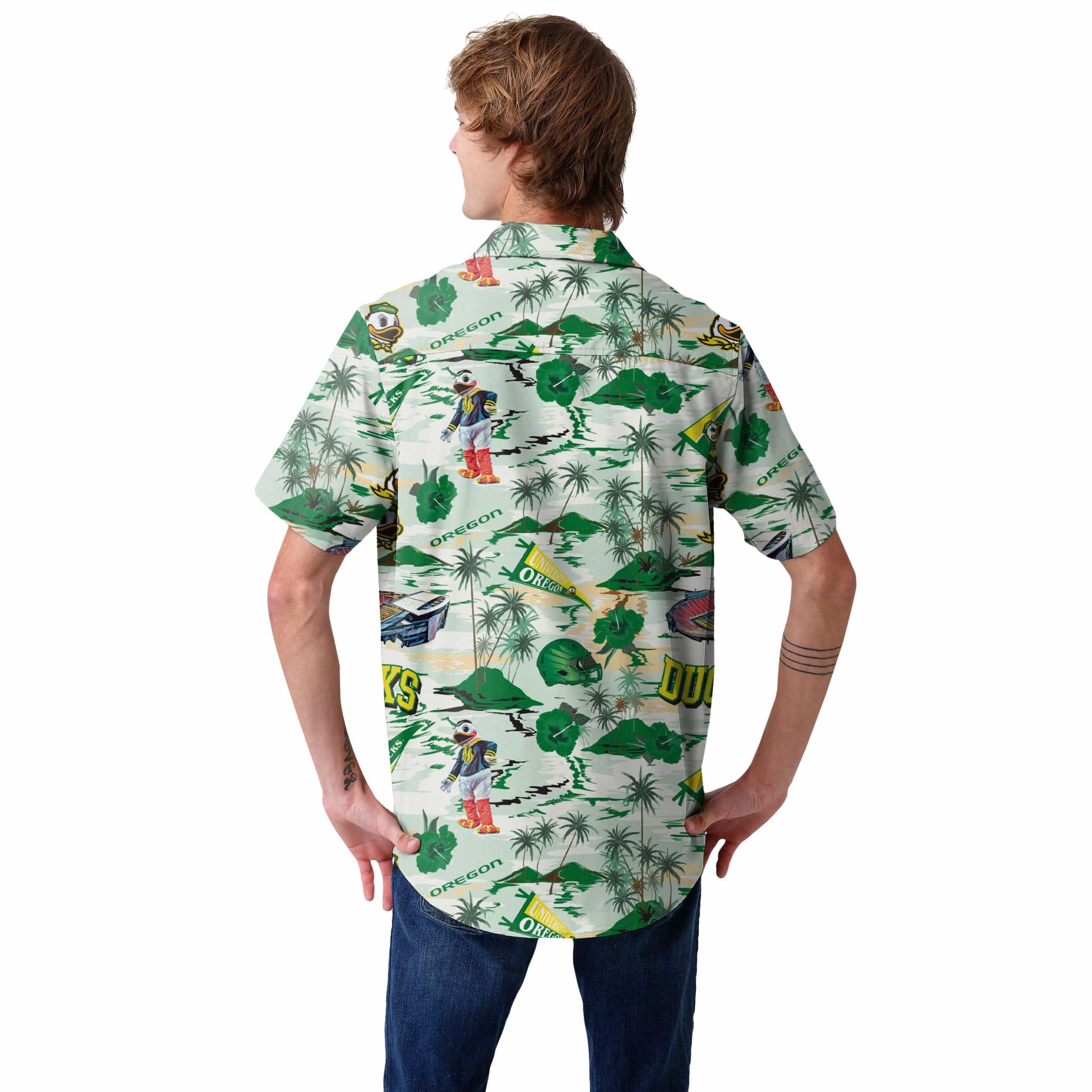 Oregon Ducks NCAA Mens Thematic Stadium Print Button Up Shirt - Image 3