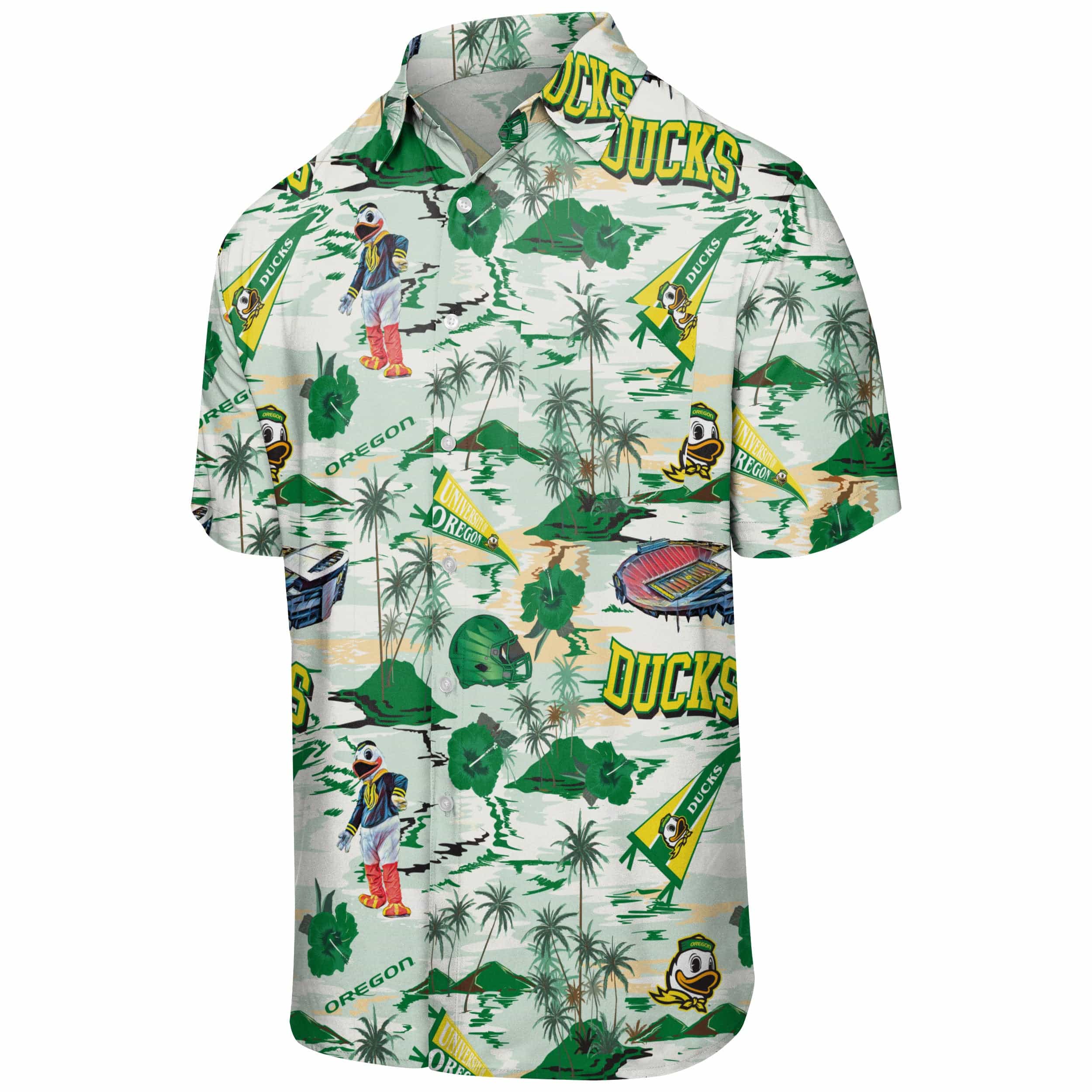 Oregon Ducks NCAA Mens Thematic Stadium Print Button Up Shirt - Image 4