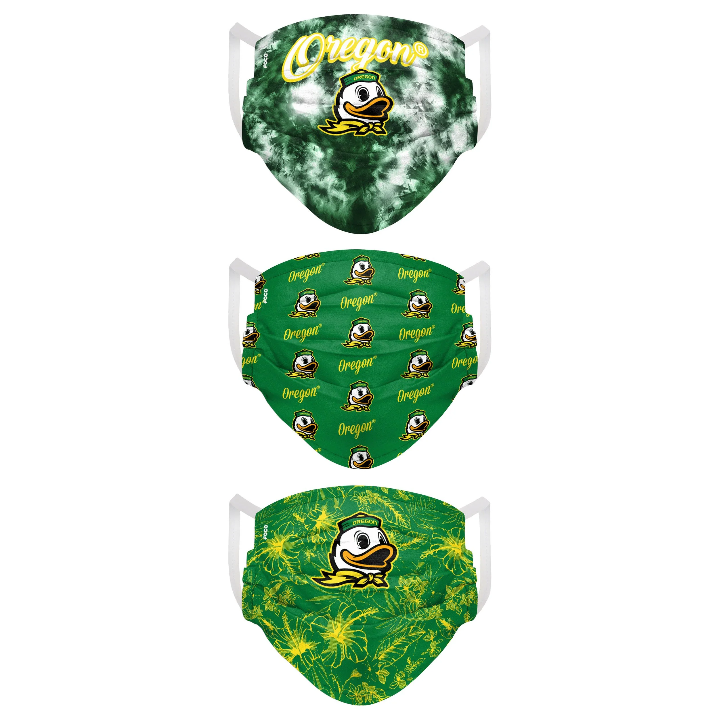 Oregon Ducks NCAA Womens Matchday 3 Pack Face Cover - Image 2