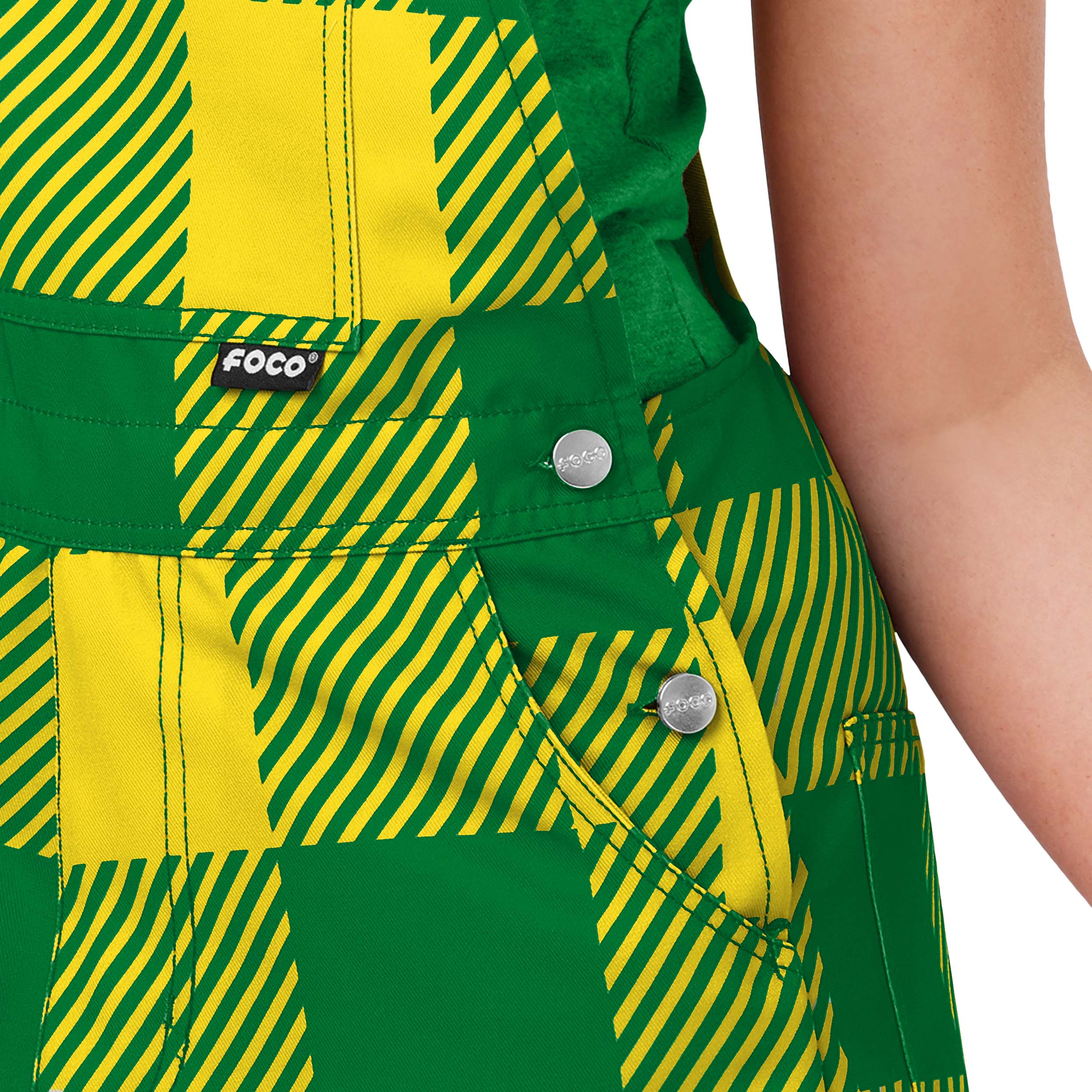 Oregon Ducks NCAA Womens Plaid Bib Shortalls - Image 4