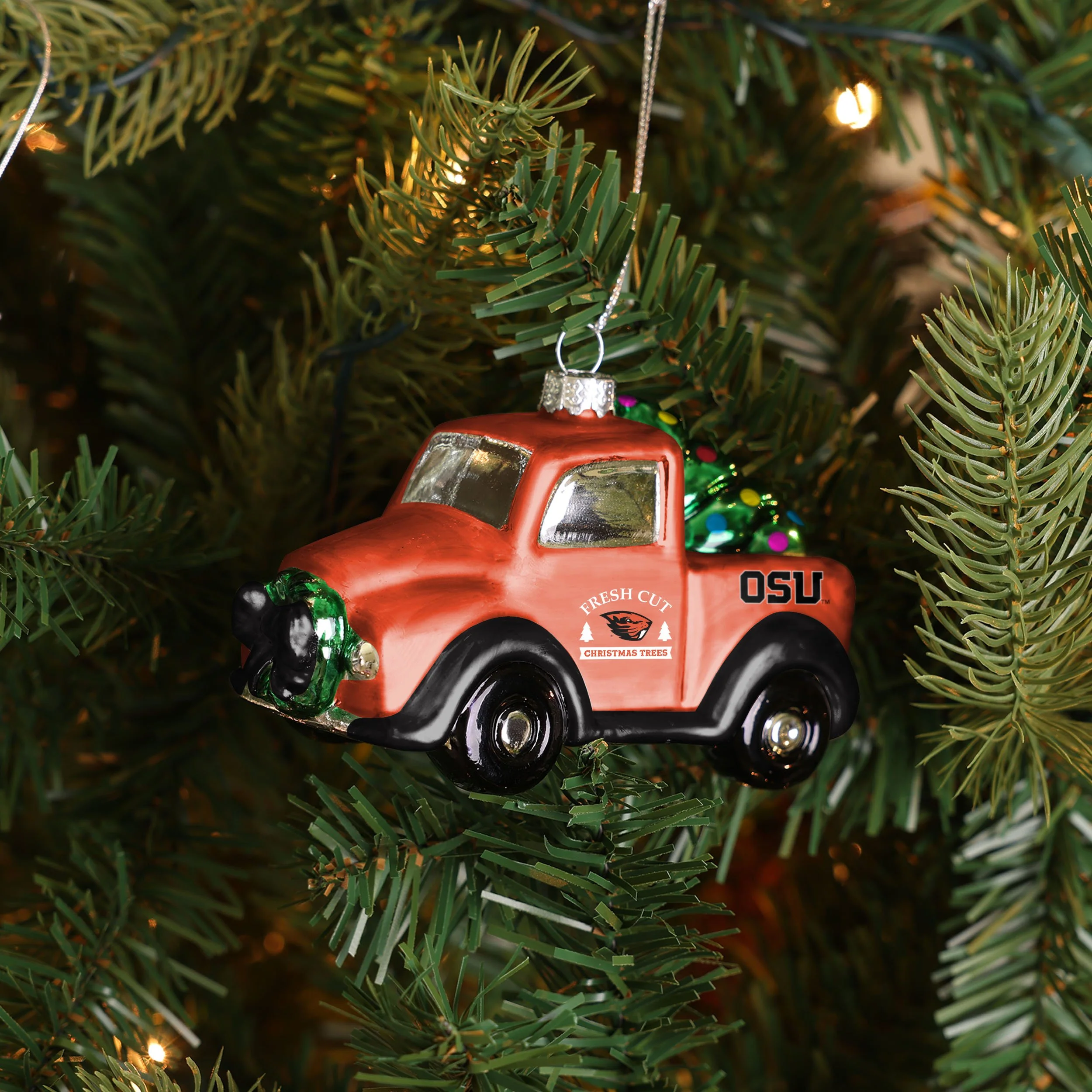 Oregon State Beavers NCAA Blown Glass Truck Ornament - Image 3