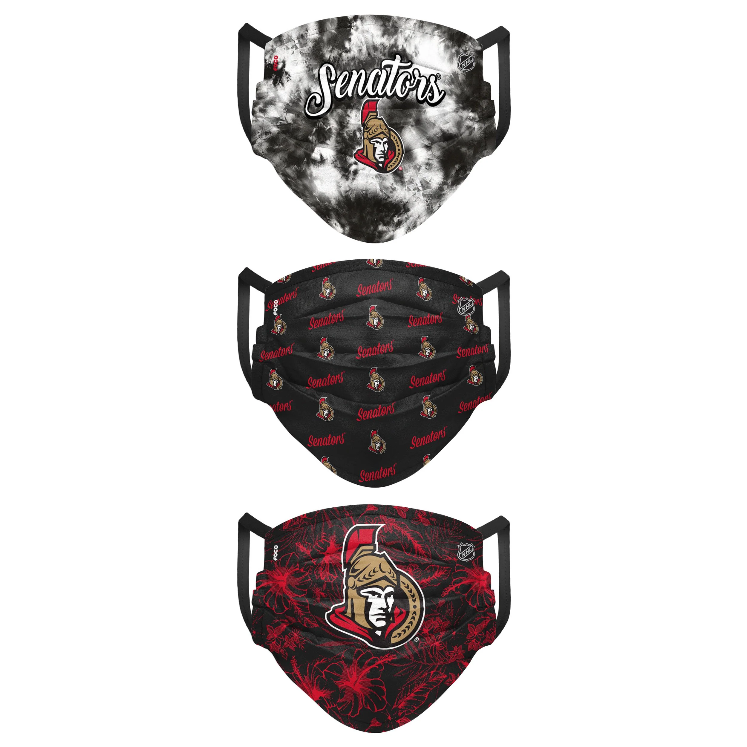 Ottawa Senators NHL Womens Matchday 3 Pack Face Cover - Image 2