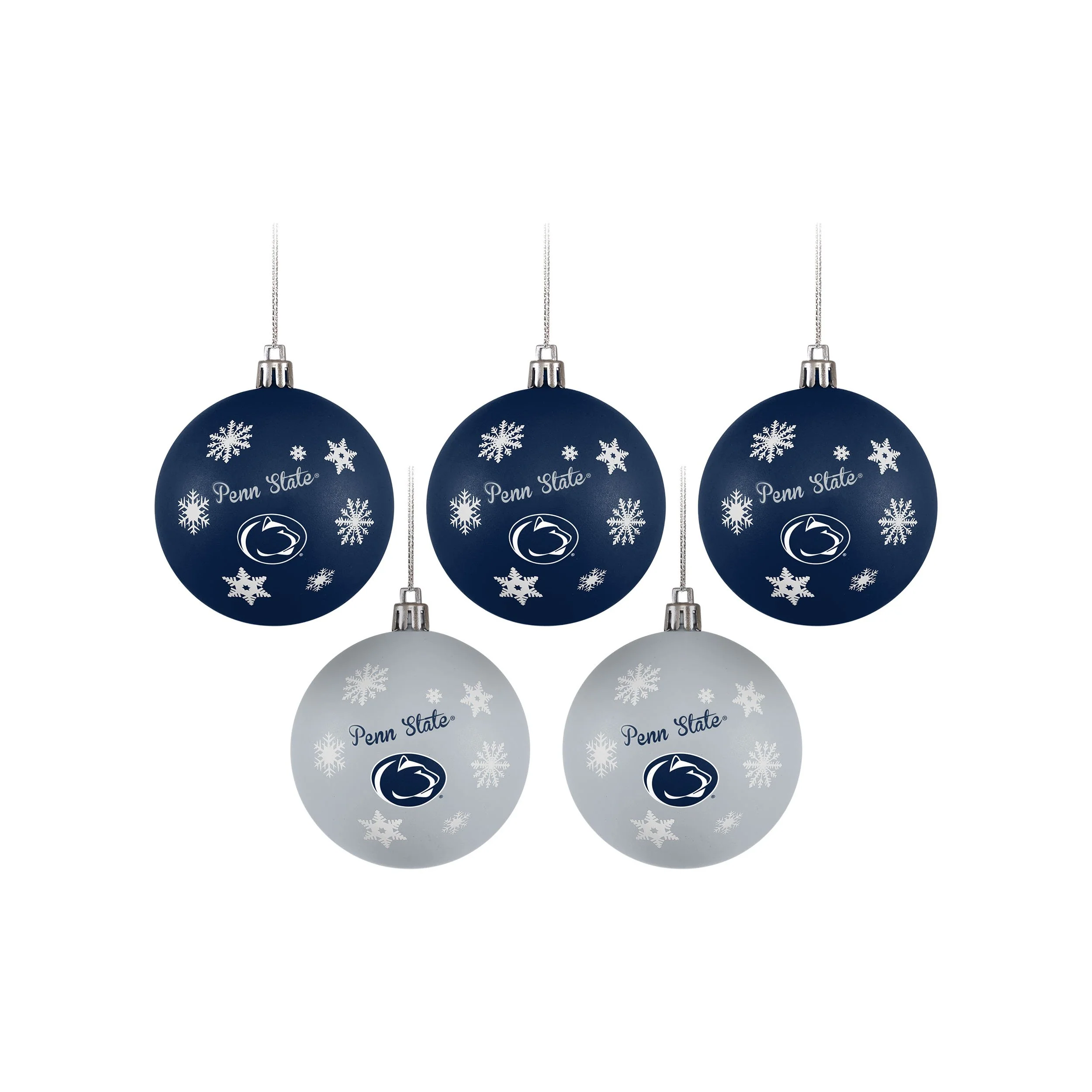 Penn State Nittany Lions NCAA 5 Pack Shatterproof Ball Ornament Set