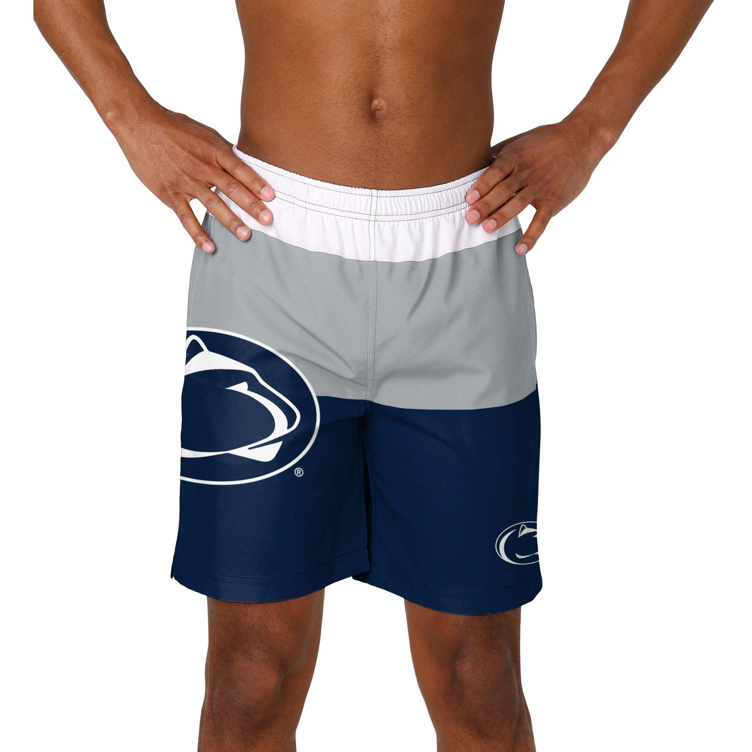 Penn State Nittany Lions NCAA Mens 3 Stripe Big Logo Swimming Trunks - Image 2